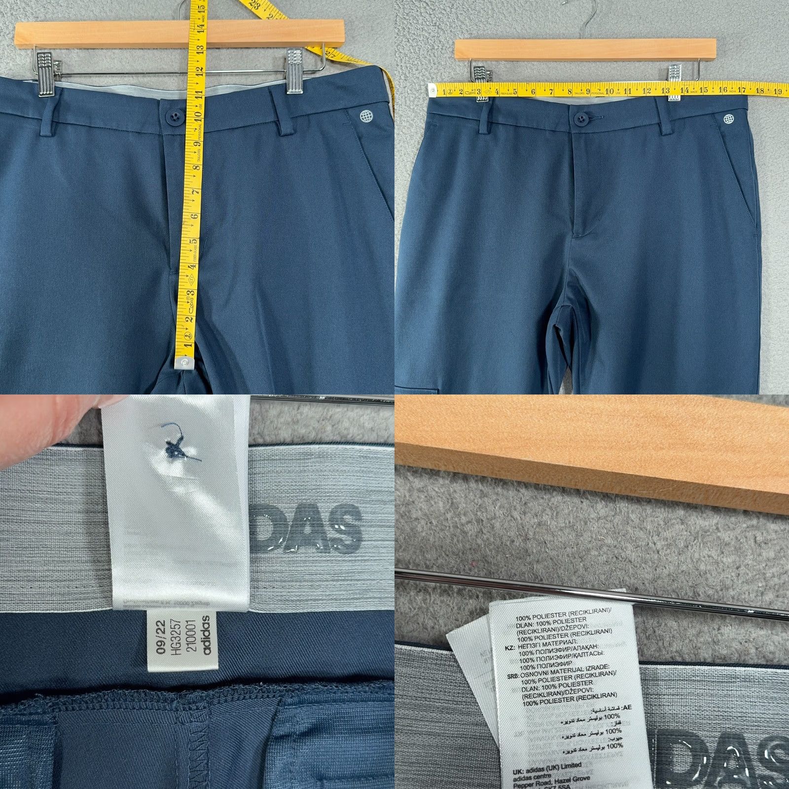Adidas Adidas Cargo Pants Mens 34x29 Blue Track Pants Casual Stretch Pockets Regular finish: City Sports Size US 33 - 9 Thumbnail