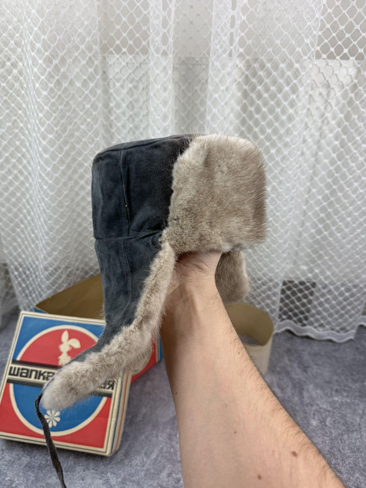 Japanese Brand Vintage Faded 90s Alt Fuzzy Mohair Ushanka USSR Hat Size ONE SIZE - 5 Thumbnail
