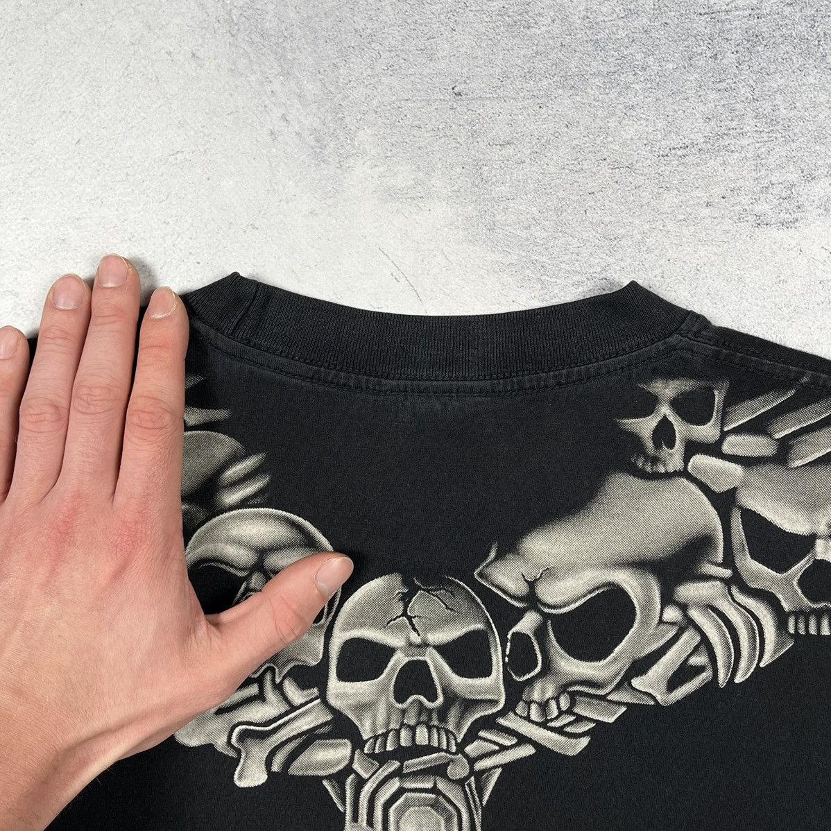 Vintage Vintage Skulls All Over Print rare single stitch T shirt 90s Size US M / EU 48-50 / 2 - 18 Thumbnail