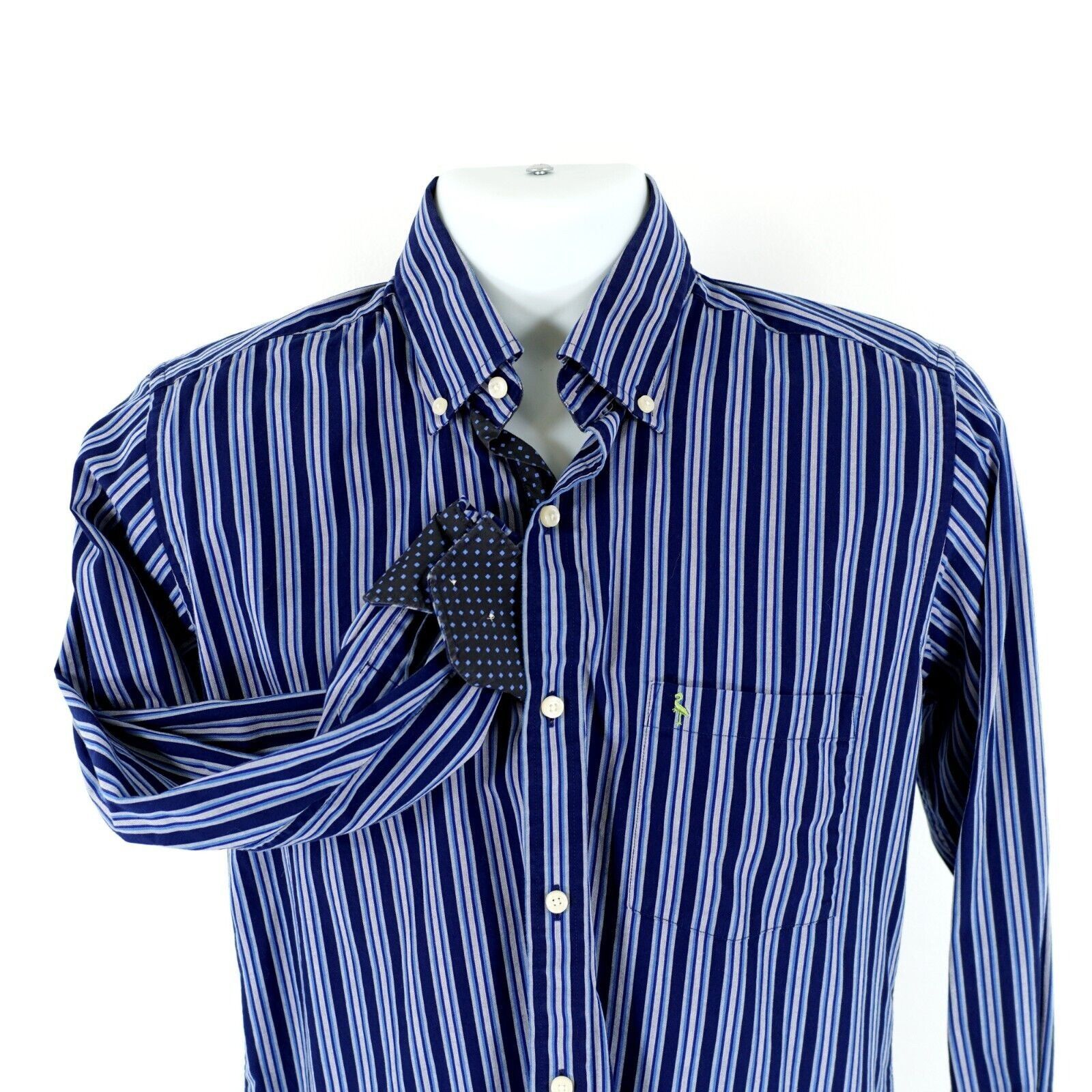 Tailorbyrd Tailorbyrd Blue Striped Flip Cuff Pocket Front Button Down S Size US S / EU 44-46 / 1 - 1 Thumbnail
