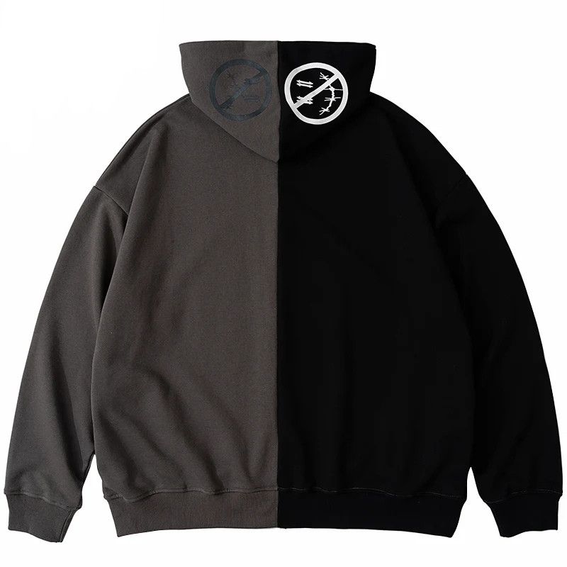 Split Personality Y2K Hype Design Sweater Zipper Hoodie
