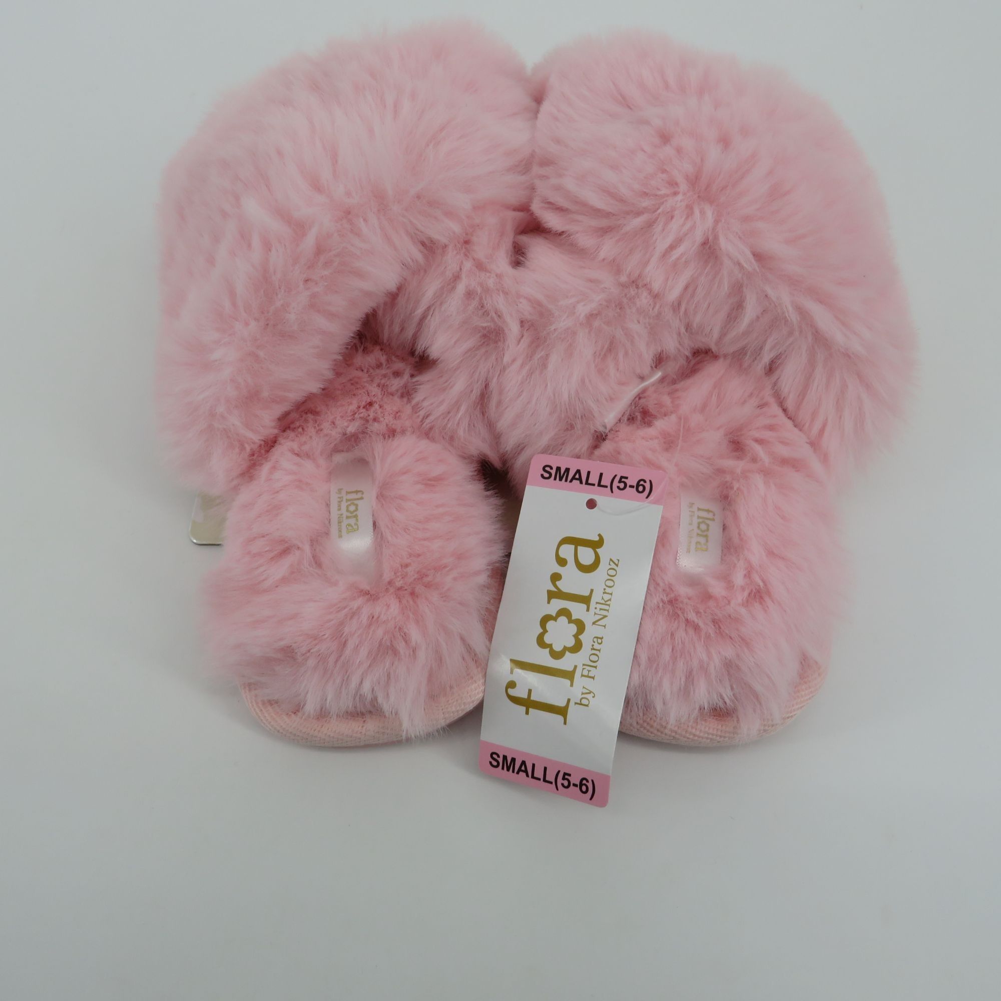Other Flora By Flora Nikrooz Faux Fur Pink Crossband Womens Slippe Size US 5 / IT 35 - 1 Thumbnail