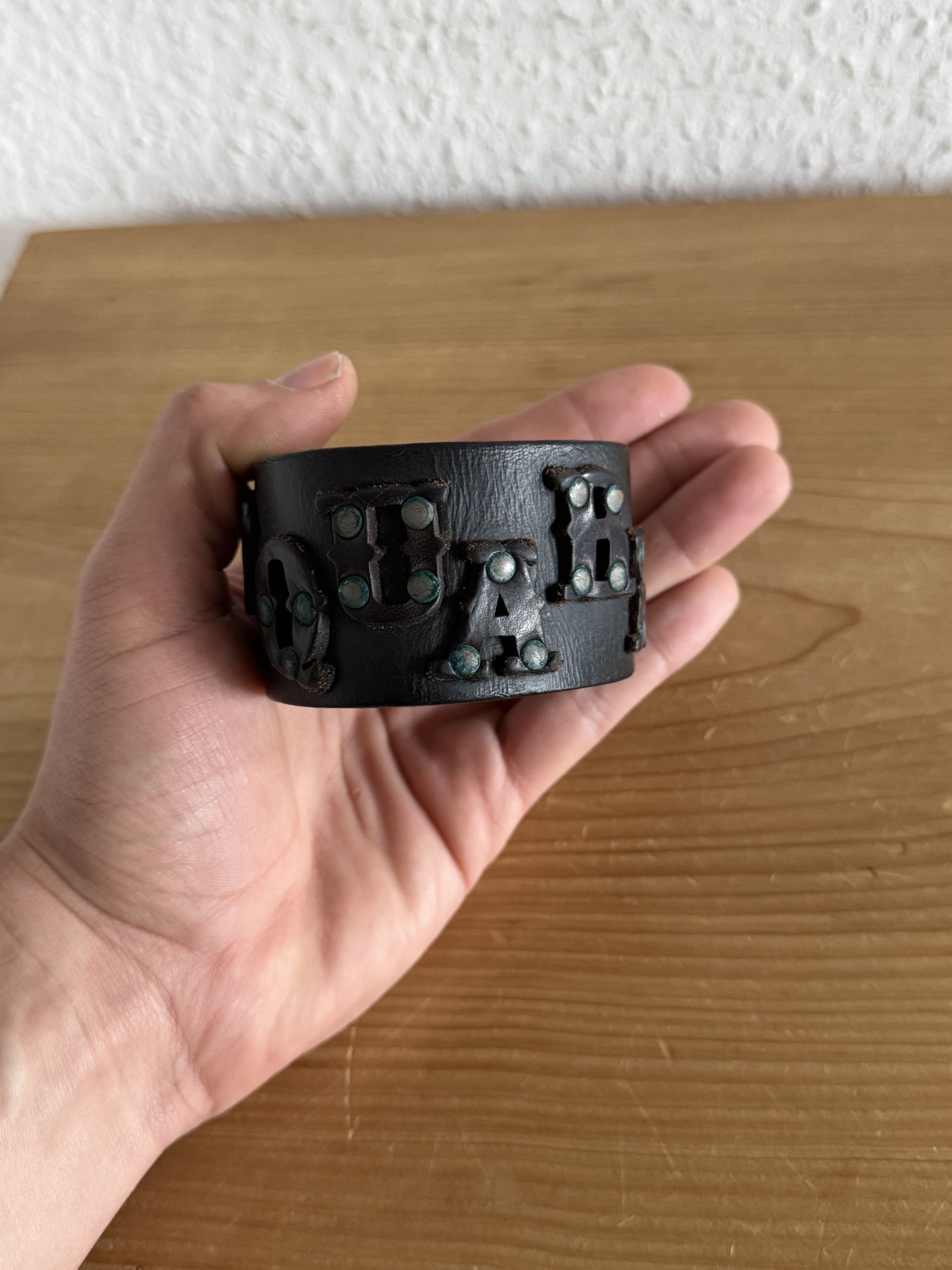 Dsquared2 Studded Logo Leather Cuff Bracelet Size ONE SIZE - 4 Thumbnail