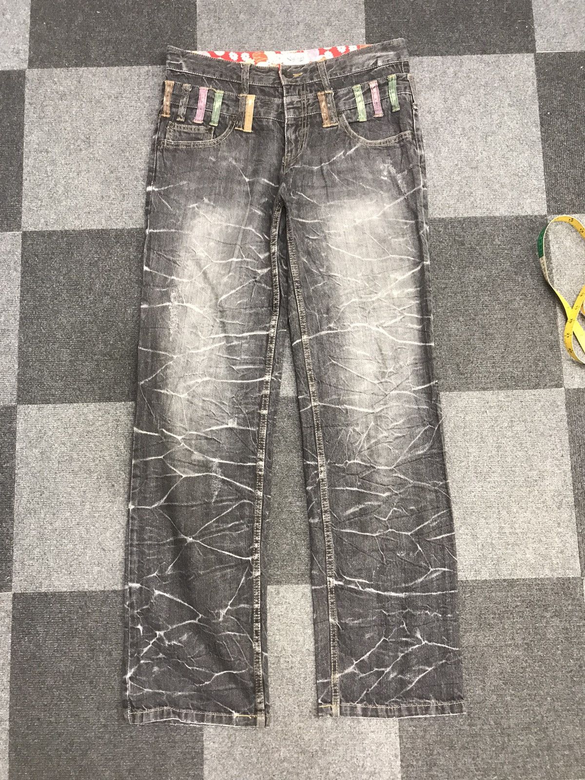 Japanese Brand Double Waist🔥Nylaus Thunderous Fades Distressed Jeans Size US 32 / EU 48 - 3 Thumbnail