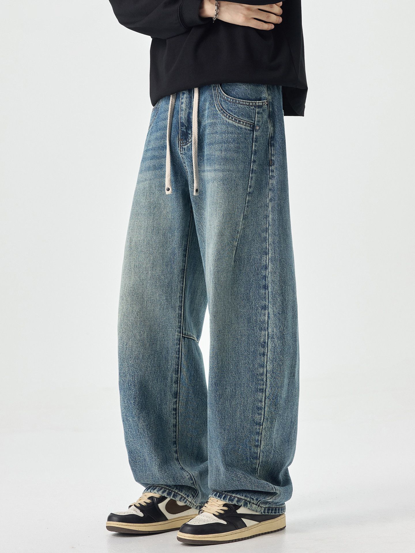 Vintage American high street men's loose straight leg curved jeans Size US 32 / EU 48 - 2 Thumbnail