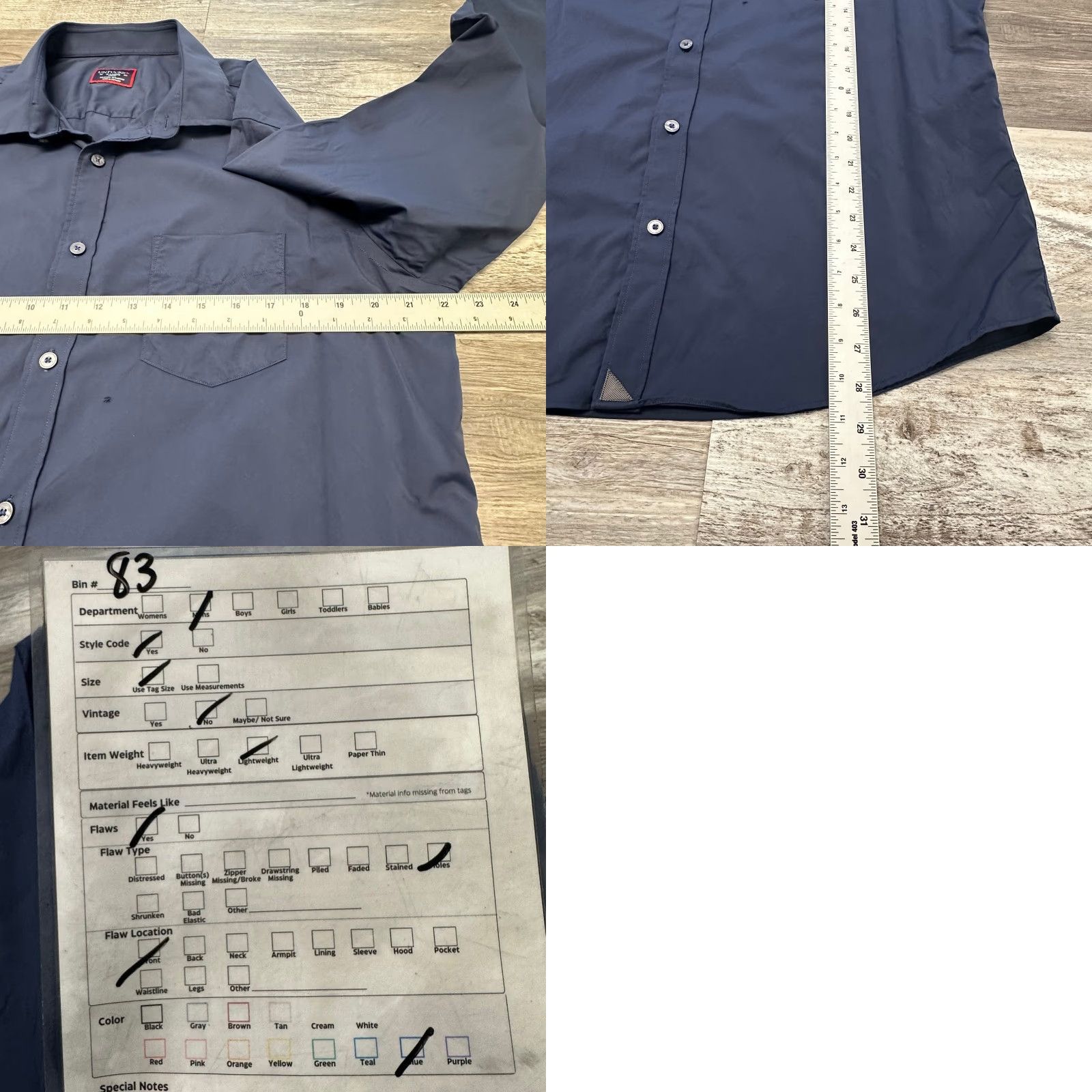 UNTUCKit UNTUCKit Gironde Navy Blue Mens XL Slim Fit Nylon Long Sleeve Button Up Shirt Size US XL / EU 56 / 4 - 8 Thumbnail
