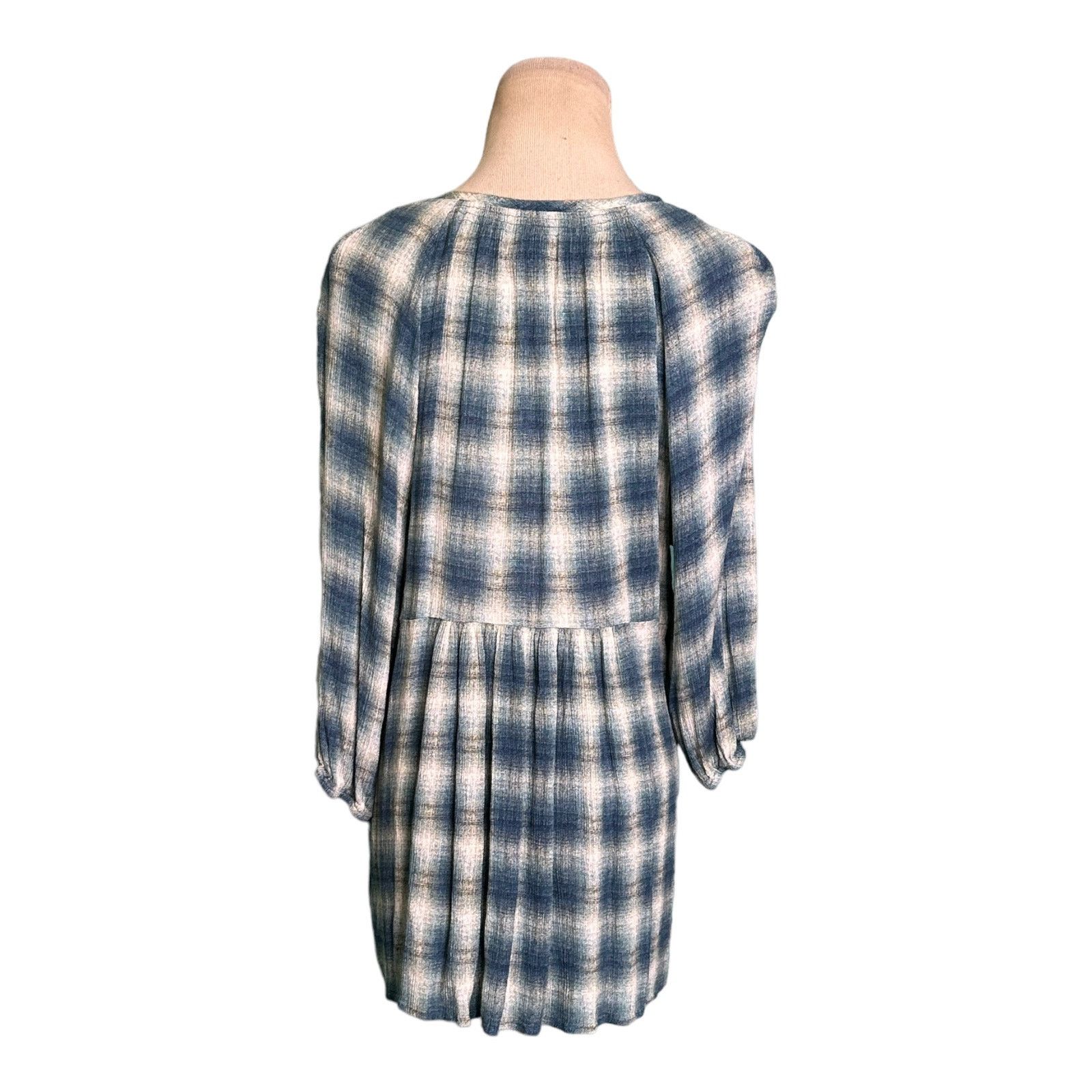 Anthropologie Maeve plaid 3/4 sleeves v neck tunic top blouse size small Size S / US 4 / IT 40 - 2 Thumbnail