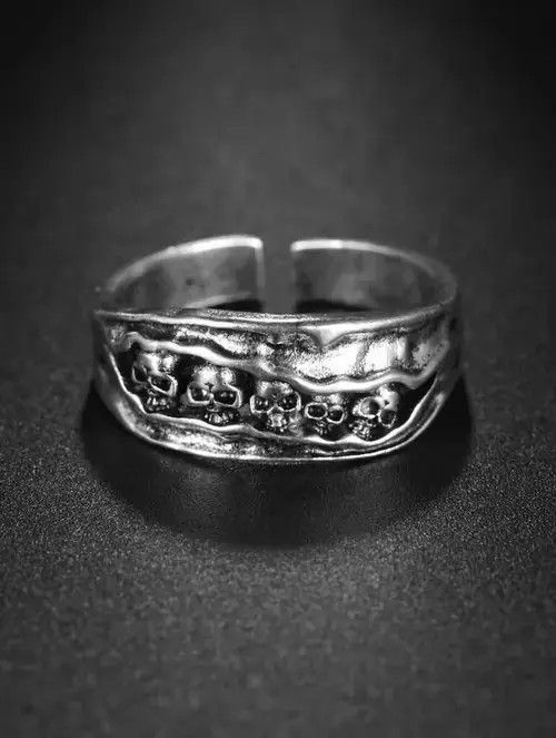 Jewelry Gothic Black Skull Ring Size ONE SIZE - 1 Thumbnail
