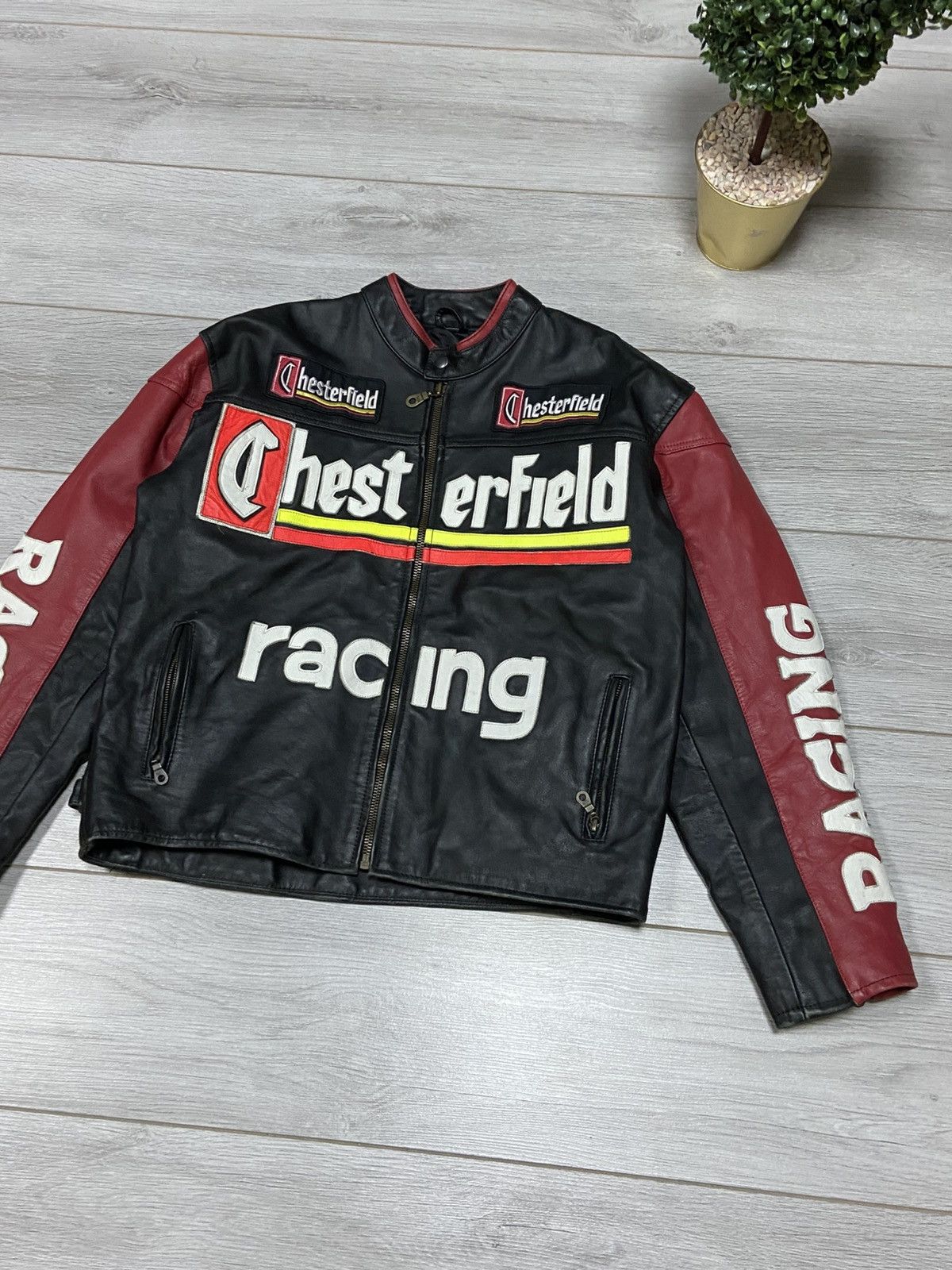 Vintage Chesterfield vintage leather vintage leather jacket big logo Size US L / EU 52-54 / 3 - 3 Thumbnail