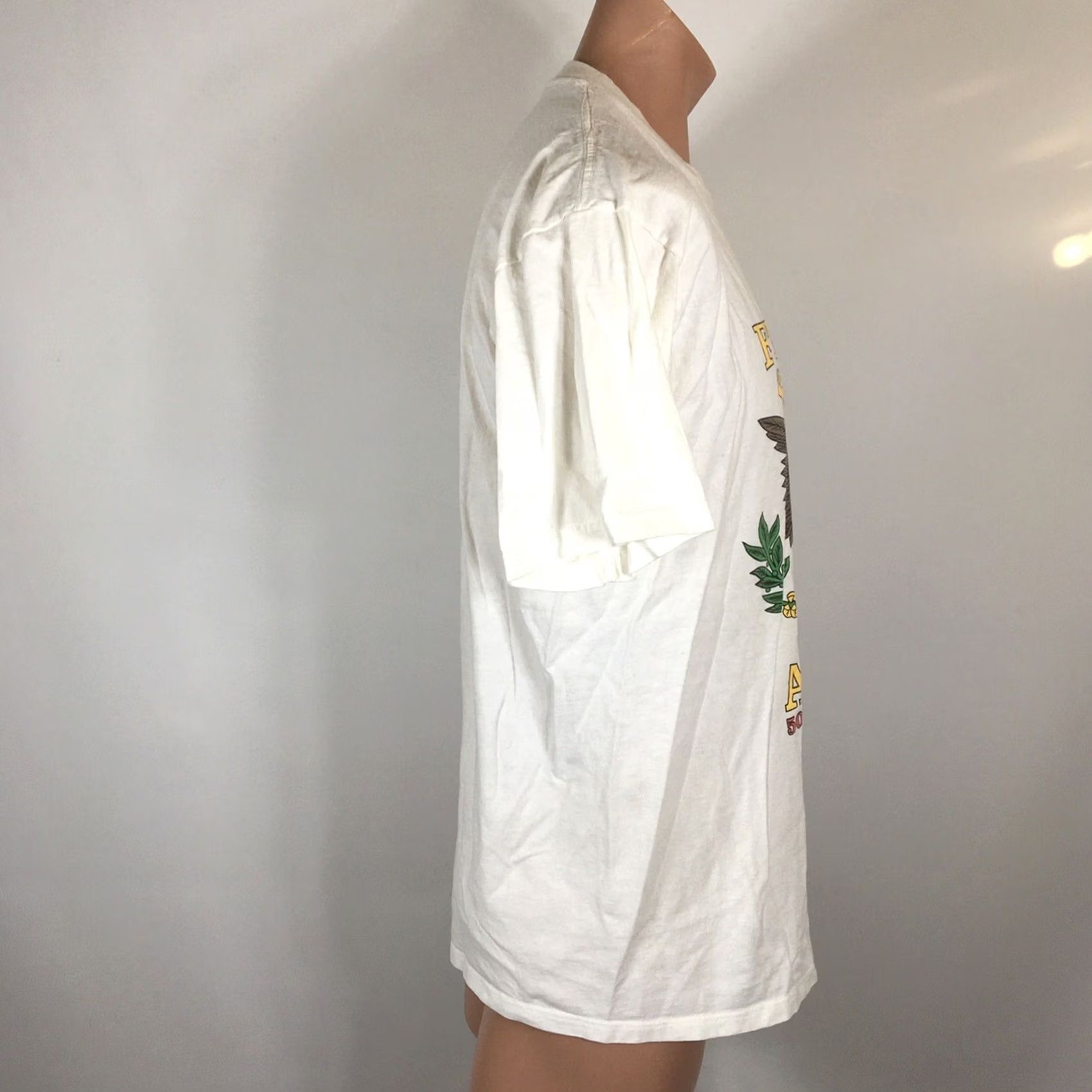 Vintage VINTAGE 1990s FREEDOM FLIGHT AMERICA T-SHIRT LG Men White 100% Cotton END OF WORLD WAR II FL Robinson Size US L / EU 52-54 / 3 - 4 Thumbnail