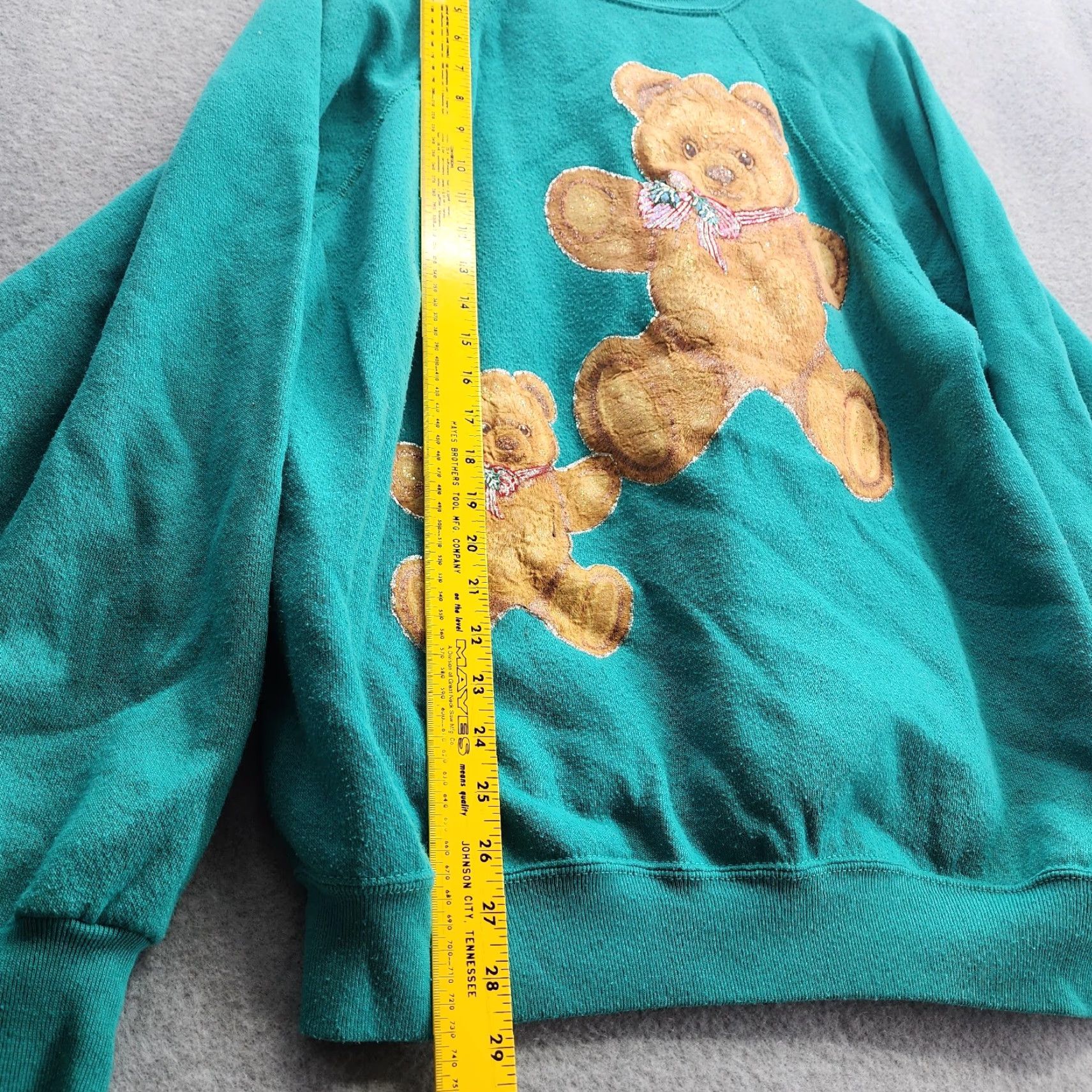Tultex Tultex Womens XL Turquoise Christmas Teddy Bears Sweatshirt Made In USA Pullover Winter Size XL / US 12-14 / IT 48-50 - 4 Thumbnail