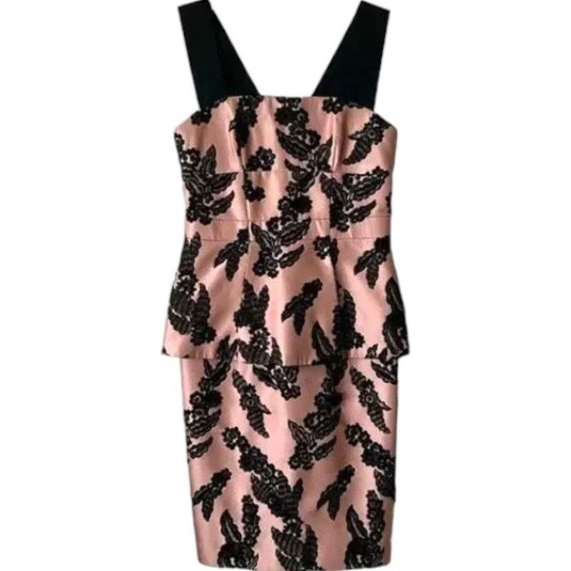 Marc Jacobs Marc Jacobs Pink Black Embroidered Sleeveless Midi Dress,US4 Size S / US 4 / IT 40 - 7 Thumbnail