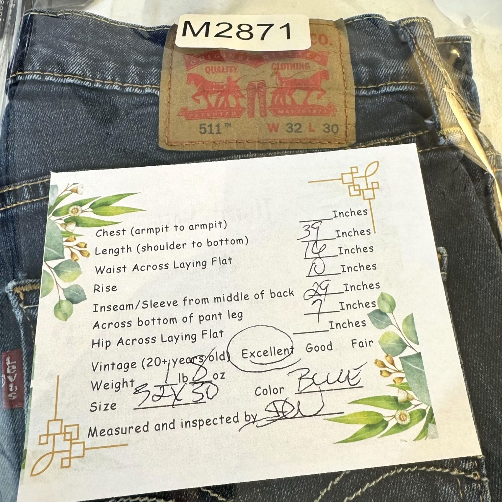 Levi's VINTAGE Levis 559 Jeans Men's 34x30 Blue Relaxed Straight Denim 5-Pocket Zip Fly Size US 34 / EU 50 - 8 Thumbnail