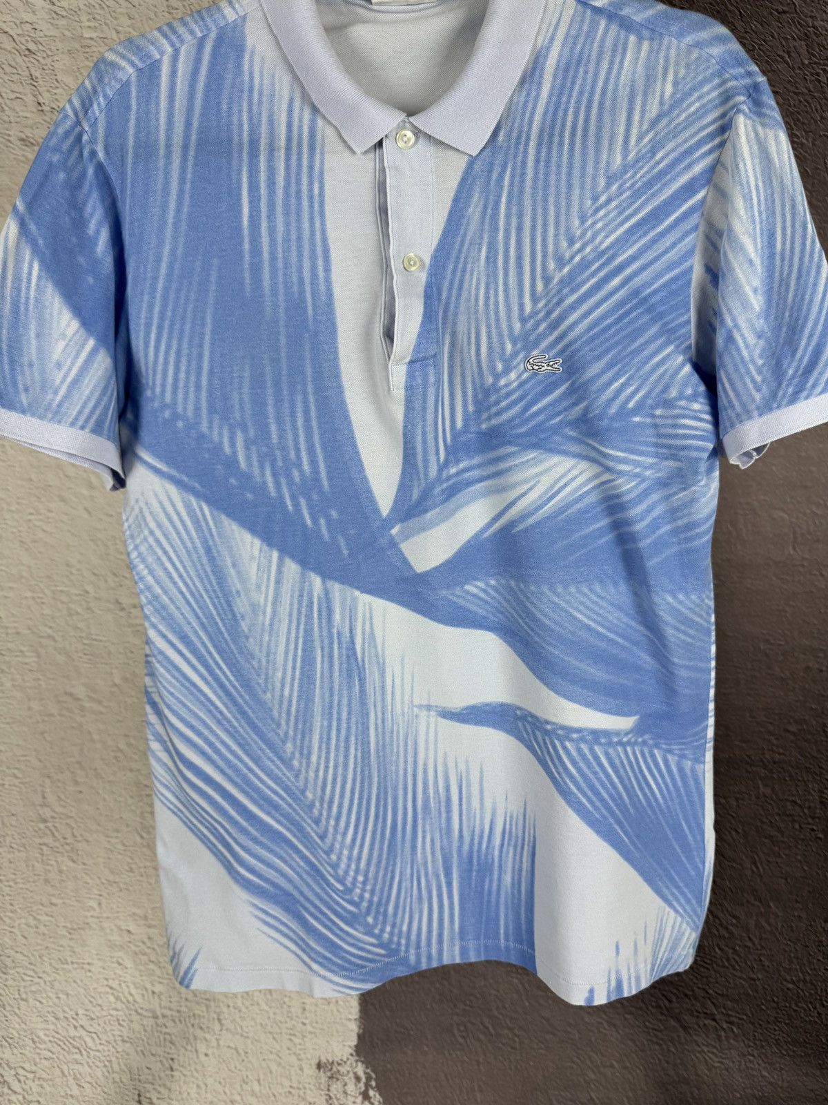 Lacoste Lacoste Pale Lilac Slim Fit Polo Blue Palm Leaf Pattern Size US L / EU 52-54 / 3 - 7 Thumbnail