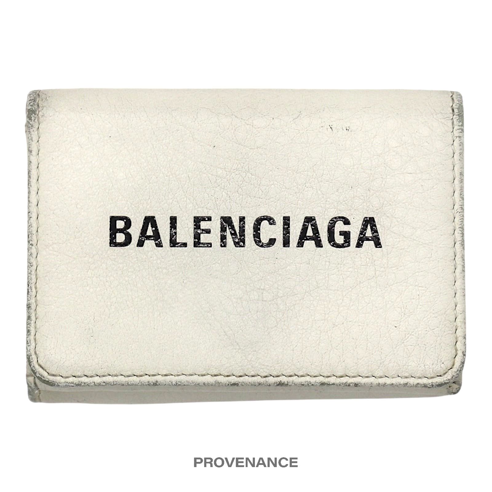 image of Balenciaga Logo Print Trifold Wallet - White, Women's