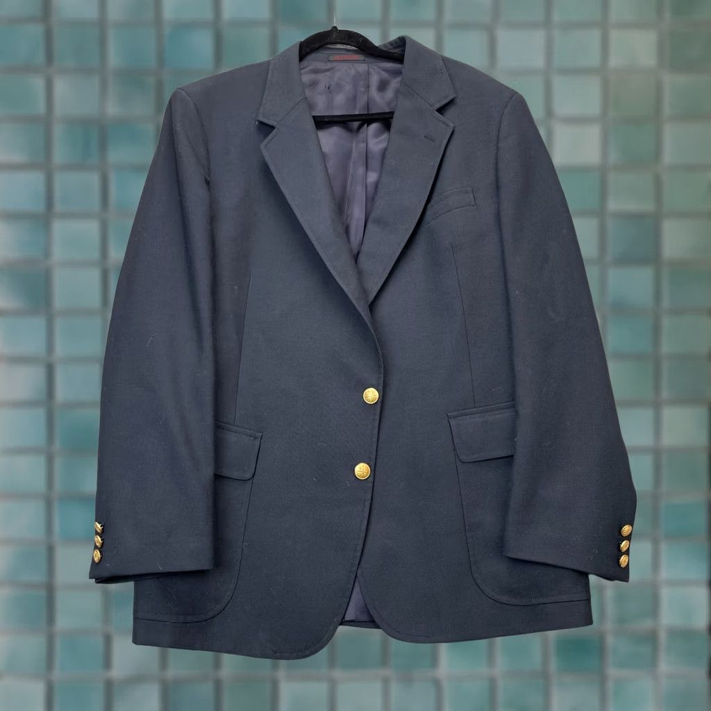 Vintage VINTAGE English Manor Mens 40R Blue Blazer Sport Coat Notch Lapel Vented Size 40R - 1 Thumbnail