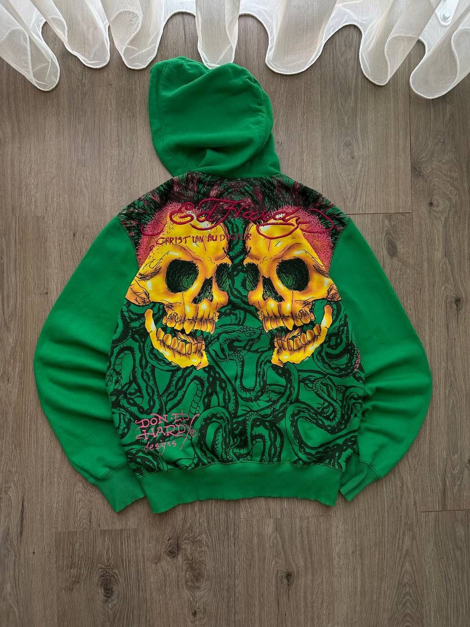 Christian Audigier × Ed Hardy × Vintage Vintage Ed Hardy Christian Audigier Green Hoodie Size US S / EU 44-46 / 1 - 16 Thumbnail