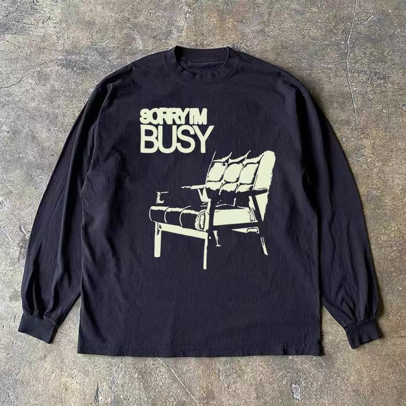 Japanese Brand Black retro chair print long-sleeved t-shirt Size US M / EU 48-50 / 2 - 1 Thumbnail