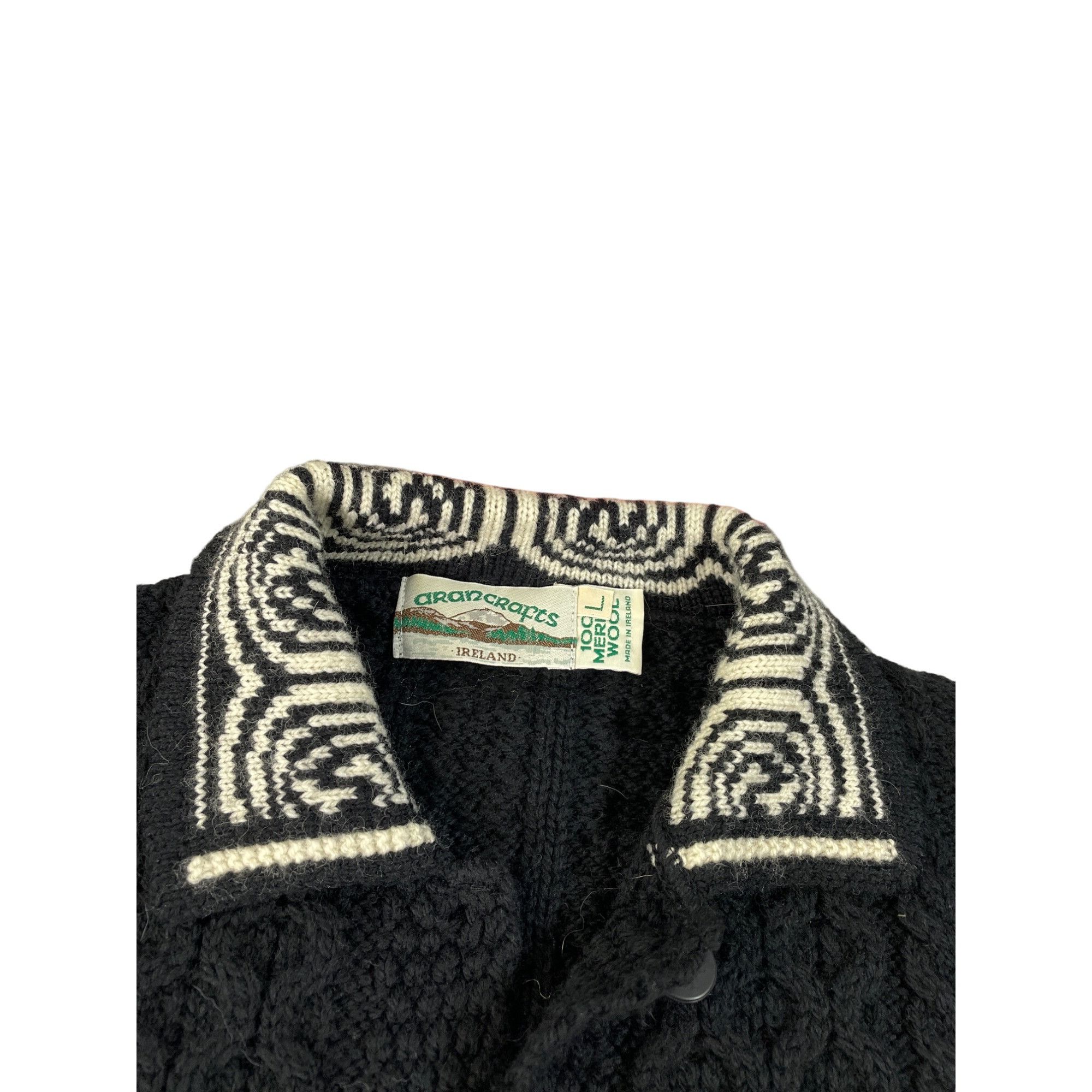 Aran Crafts Aran Crafts Womens Black Merino Wool Cable Knit Sweater L Vi Size L / US 10 / IT 46 - 3 Thumbnail