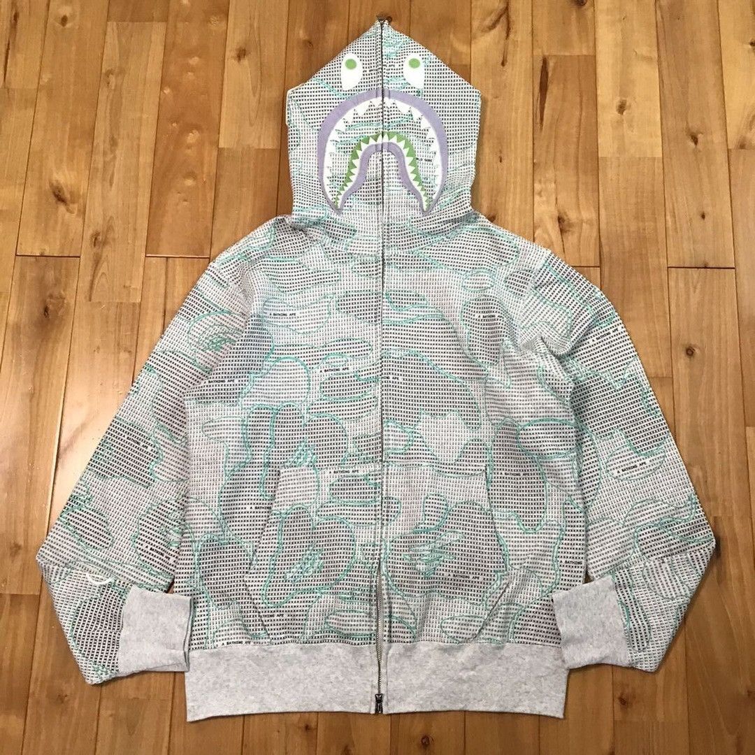 Bape 💫Glow in the dark💫 BAPE TEXT CODE CAMO Shark full zip hoodie Size US L / EU 52-54 / 3 - 2 Thumbnail