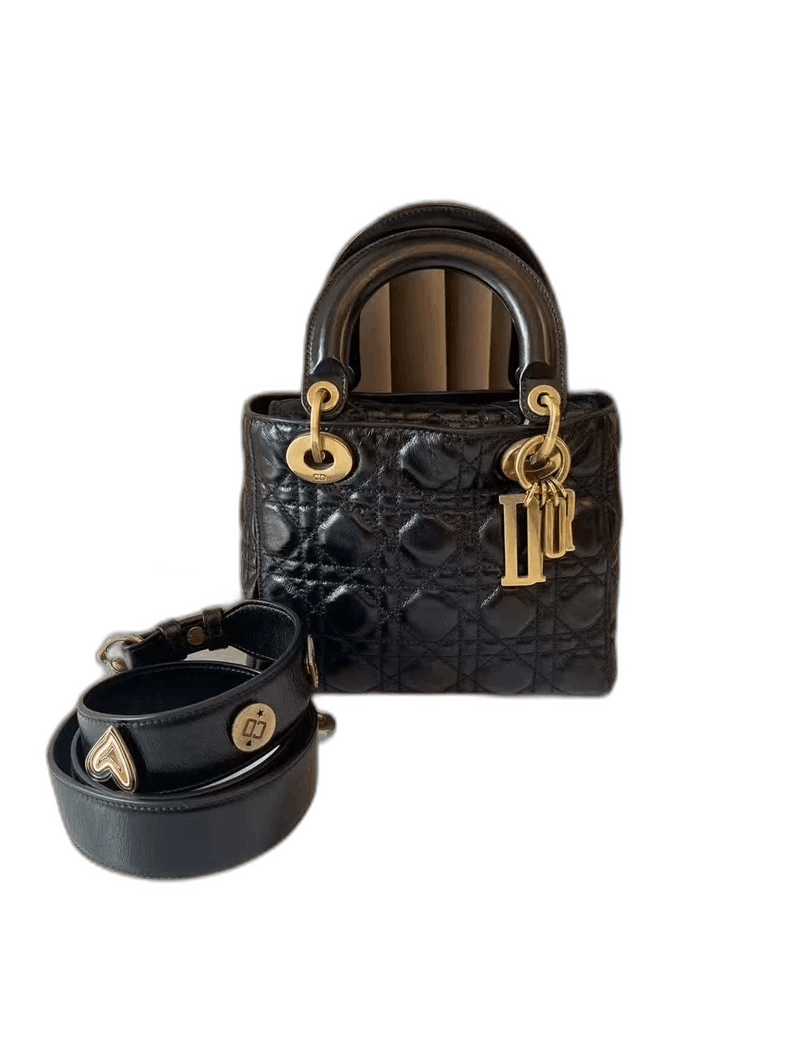 Dior Dior Black Gold Oil Wax Leather Handbag Size ONE SIZE - 1 Thumbnail