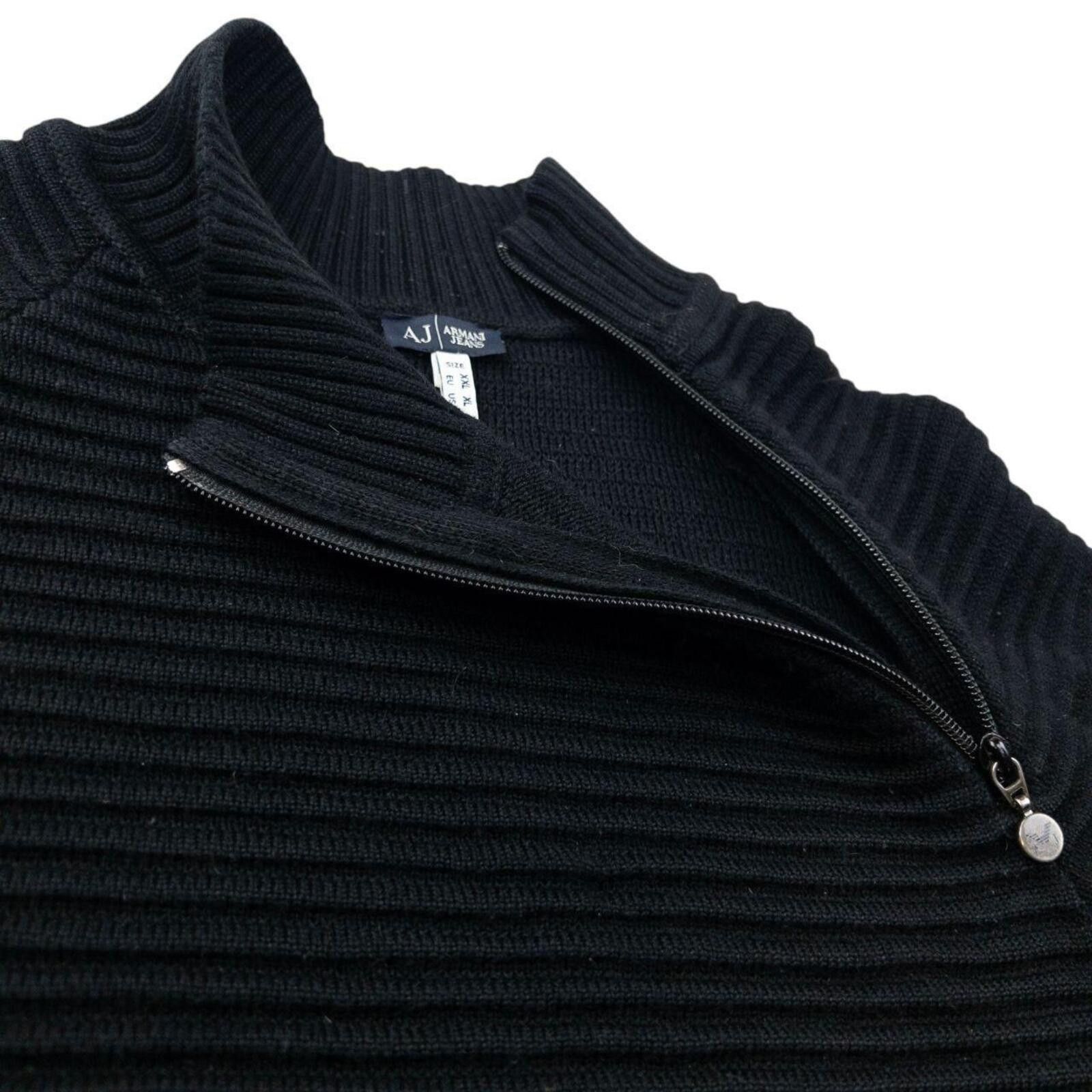 Other Vintage Armani Jeans Asymmetric Q Zip Ribbed Knit Jumper L Size US L / EU 52-54 / 3 - 7 Thumbnail