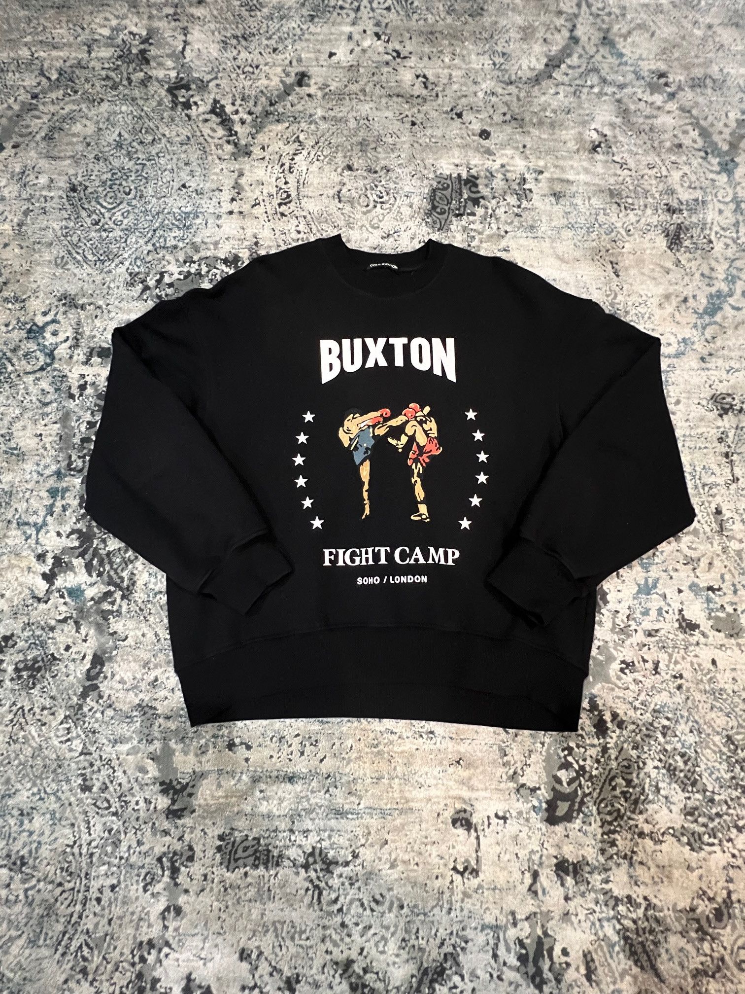 image of Cole Buxton Fight Camp Black Crew Sweater, Men's (Size Small)