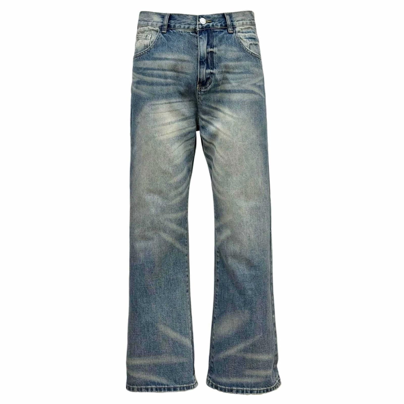 Jean Washed Design Wide-Leg Denim | High Street Water-Wash Jeans Size US 30 / EU 46 - 3 Thumbnail
