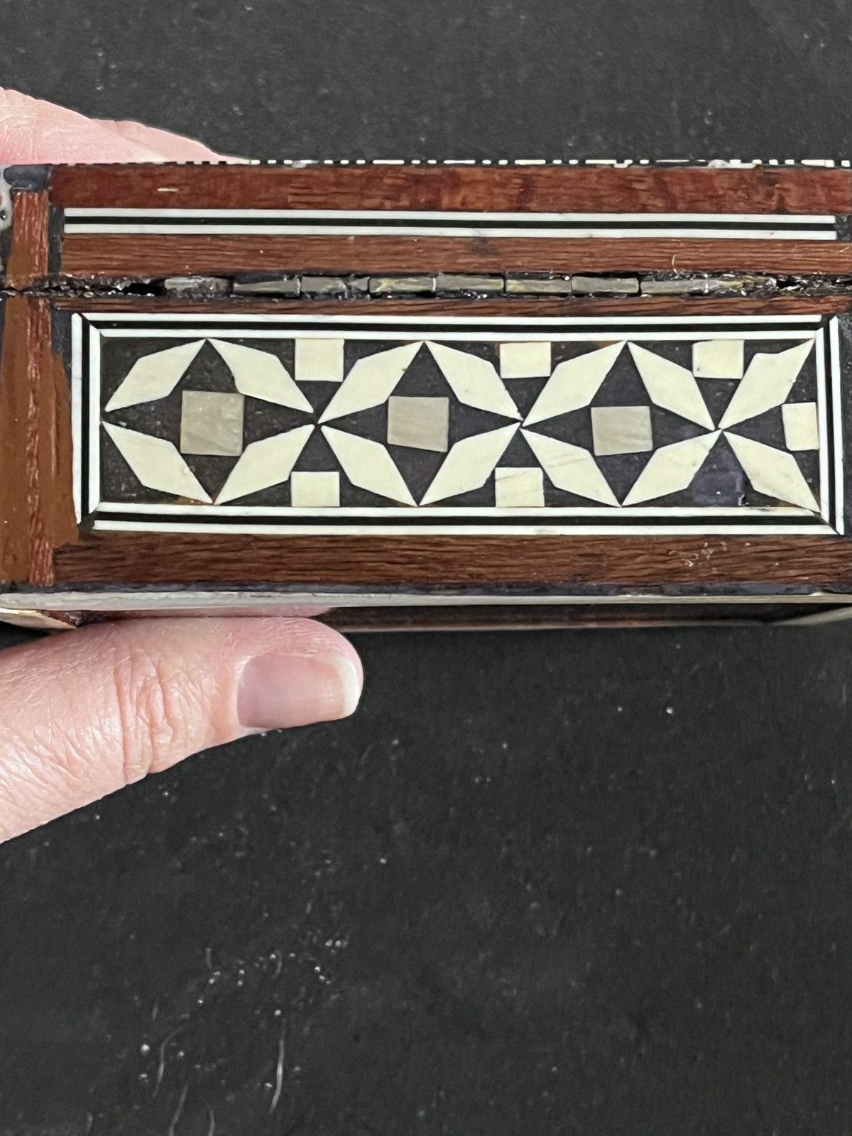 Other Vintage Egyptian Mother of Pearl Micro Mosaic Jewelry Box Size ONE SIZE - 6 Thumbnail