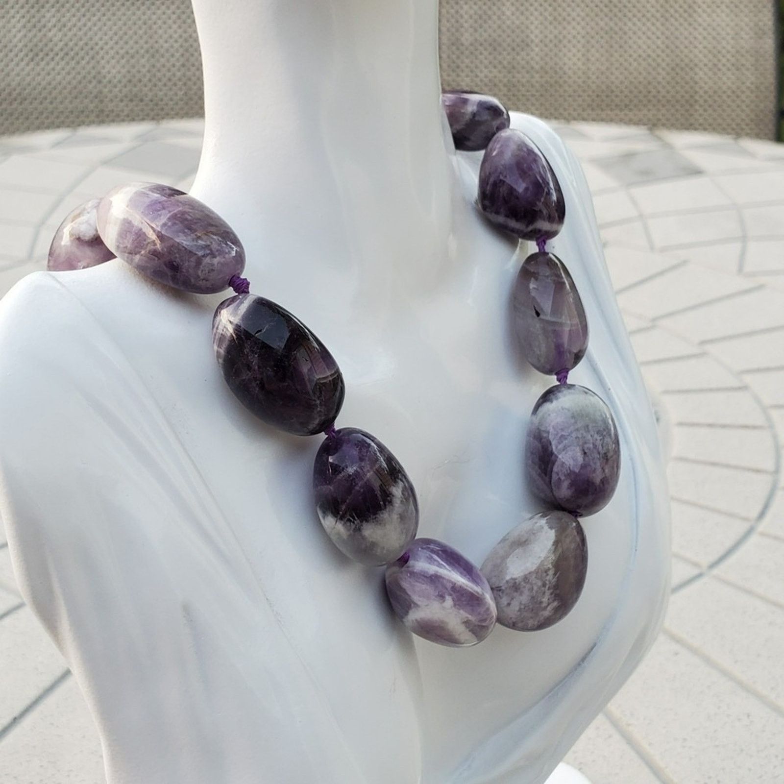 Designer MMA BMCo Sterling Silver Polished Chevron Amethyst Necklace Size ONE SIZE - 4 Thumbnail