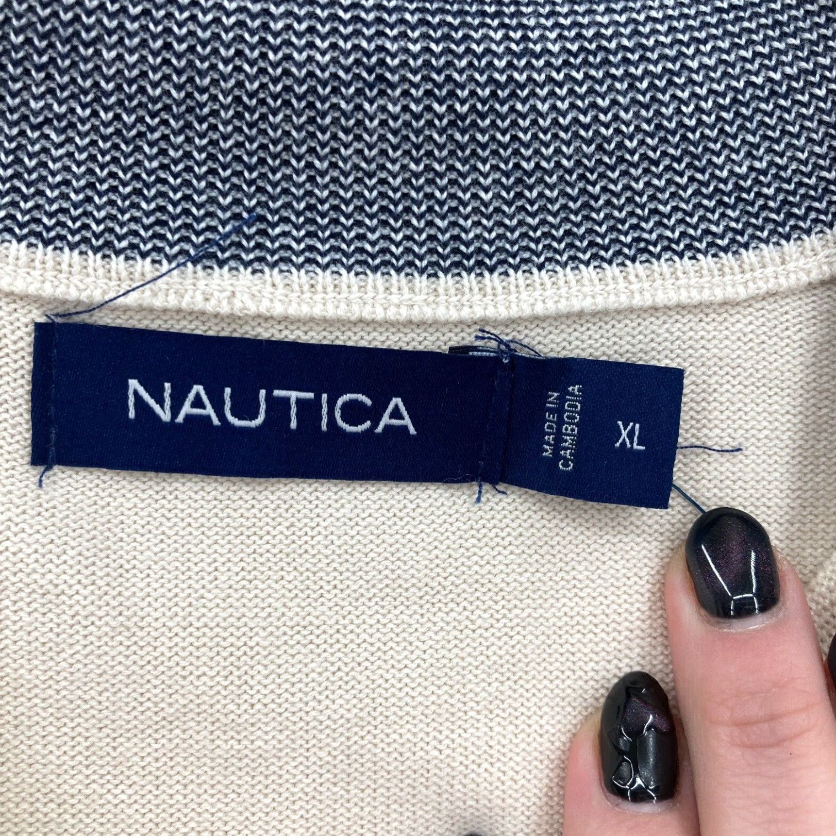 Nautica Nautica 1/4 Zip Pullover Sweatshirt Mens XL Beige Embroidered Preppy Coastal NWT Size US XL / EU 56 / 4 - 4 Thumbnail