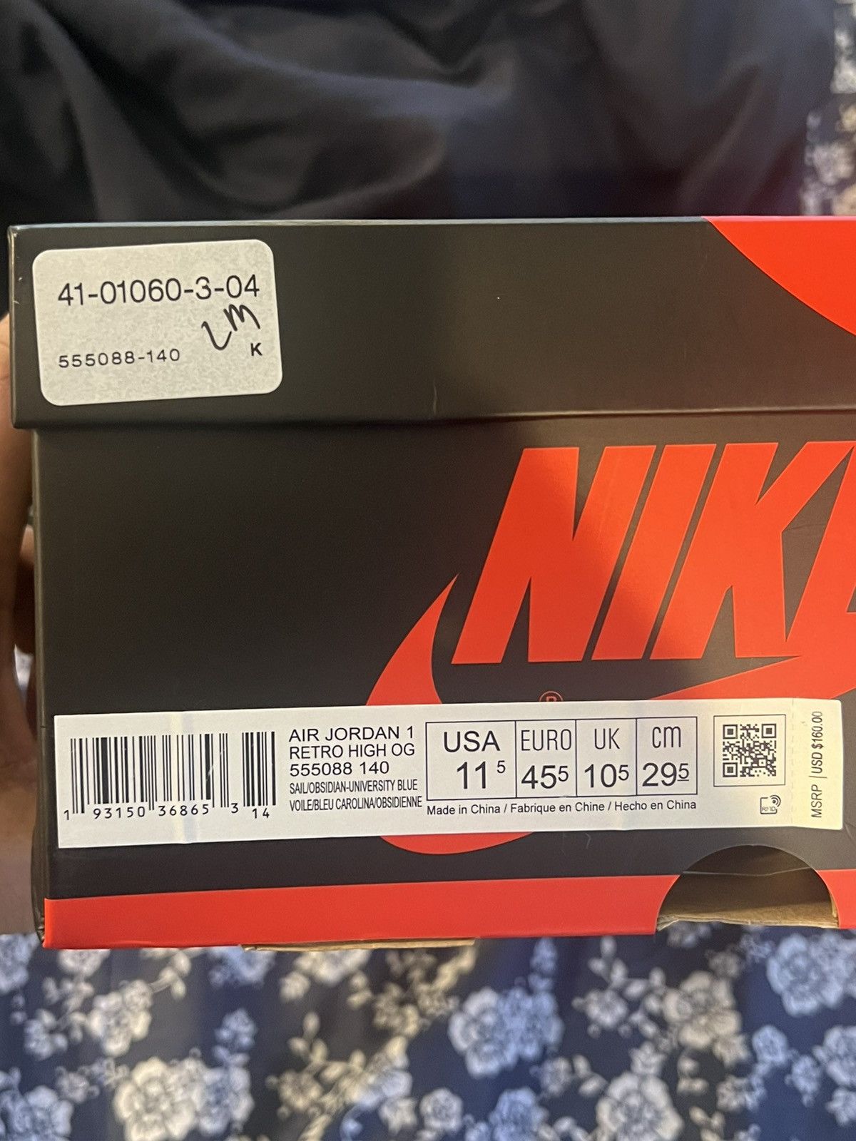 Nike Jordan 1 Retro High OG Obsidian Size US 11.5 / EU 44-45 - 7 Thumbnail