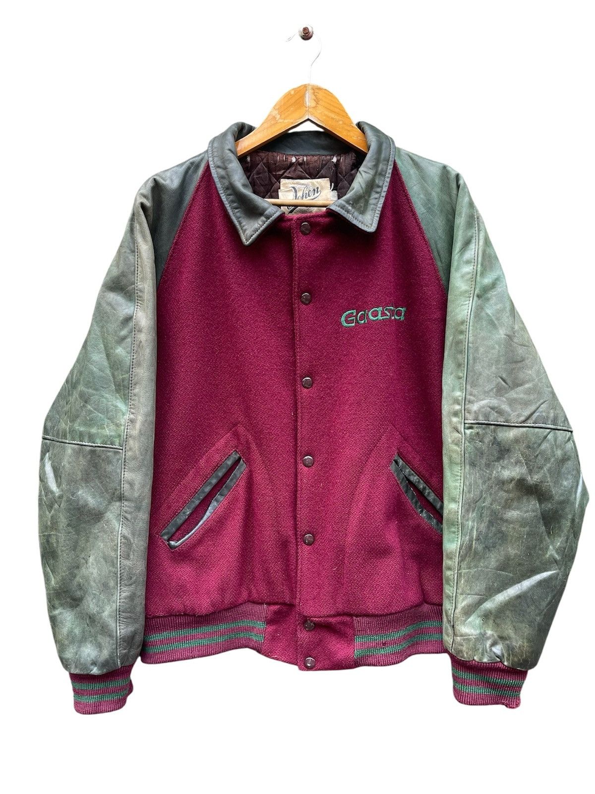 Dehen 1920 Vintage 90s Dehen Gaasta Varsity Jacket Leather Sleeve Size US L / EU 52-54 / 3 - 1 Thumbnail