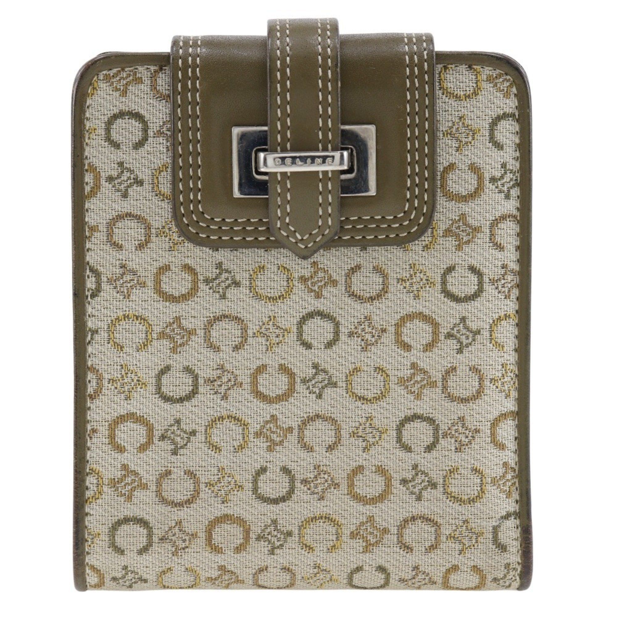 image of Celine Bi-Fold Wallet Canvas Belt Clasp Women's I131824108 in Khaki