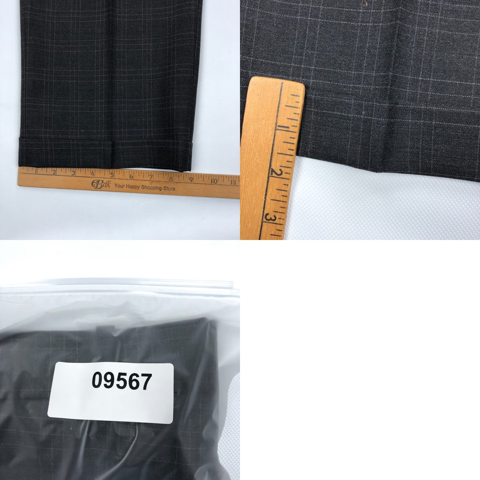 Doublet VINTAGE Sette Ponti Pants 36x27 Check Wool Double Pleated Trousers Cuffed Windowpane, Gray, Dress Pants, Men, Regular Fit, Inseam 27, ZIP Closure Size US 36 / EU 52 - 9 Thumbnail
