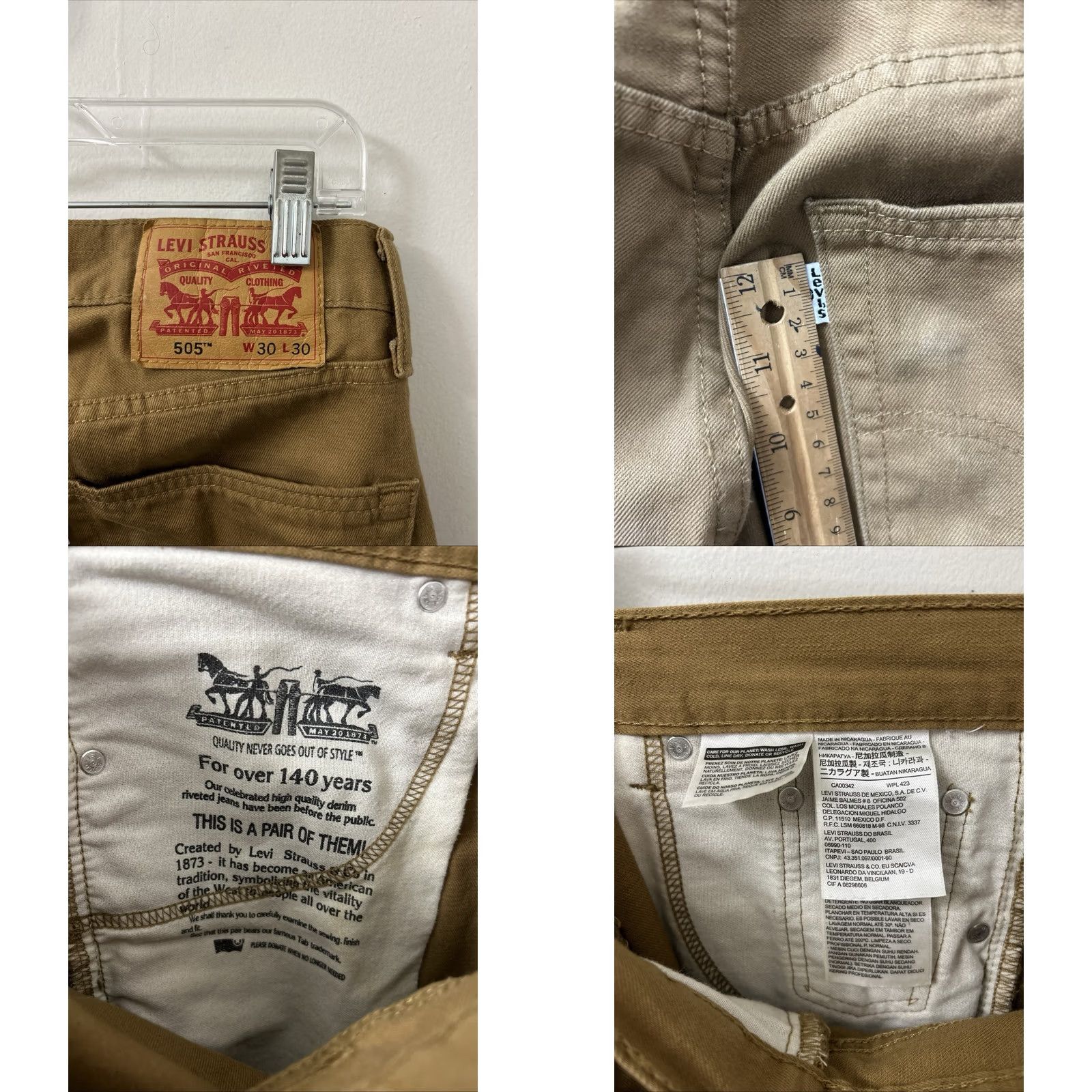 Vintage Levi Strauss 505 Pants Mens 30x30 Brown Regular Fit Khaki Trousers Cotton Corduroy Jeans Shirt? Size US 30 / EU 46 - 8 Thumbnail