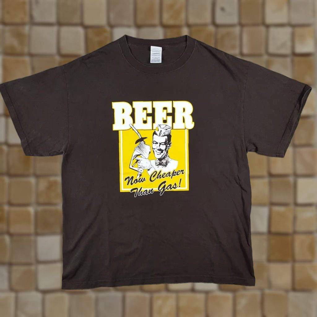 Delta VINTAGE Delta T-Shirt Shirt Mens Large Brown Y2K Beer Cartoon 90s 00s Retro Comic Funny Size US L / EU 52-54 / 3 - 1 Thumbnail