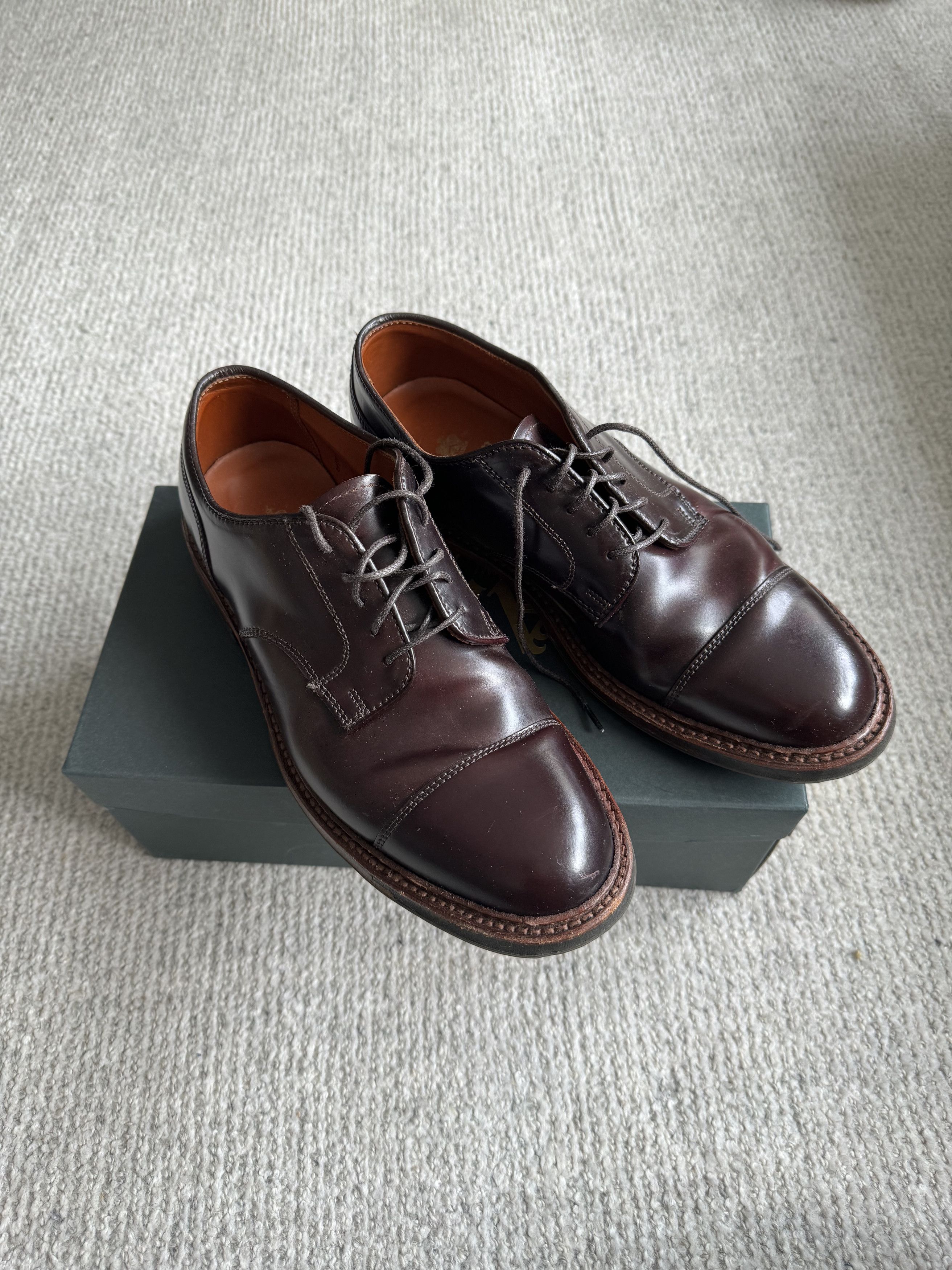 image of Alden Cap Toe Shell Cordovan Blucher Shoes, Men's (Size 7.5)