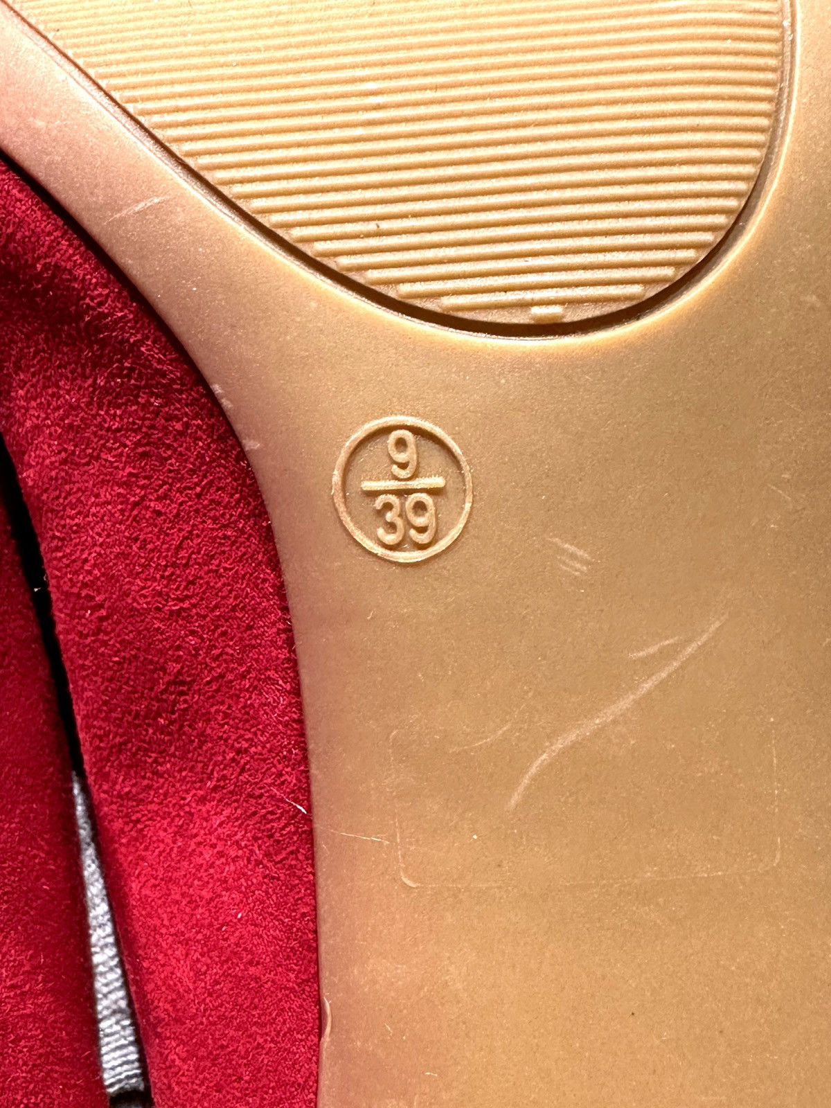 Le Chateau Le Château Red Suede PVC Panel Heels – Women’s Size 9 / 39 Size US 9 / IT 39 - 4 Thumbnail