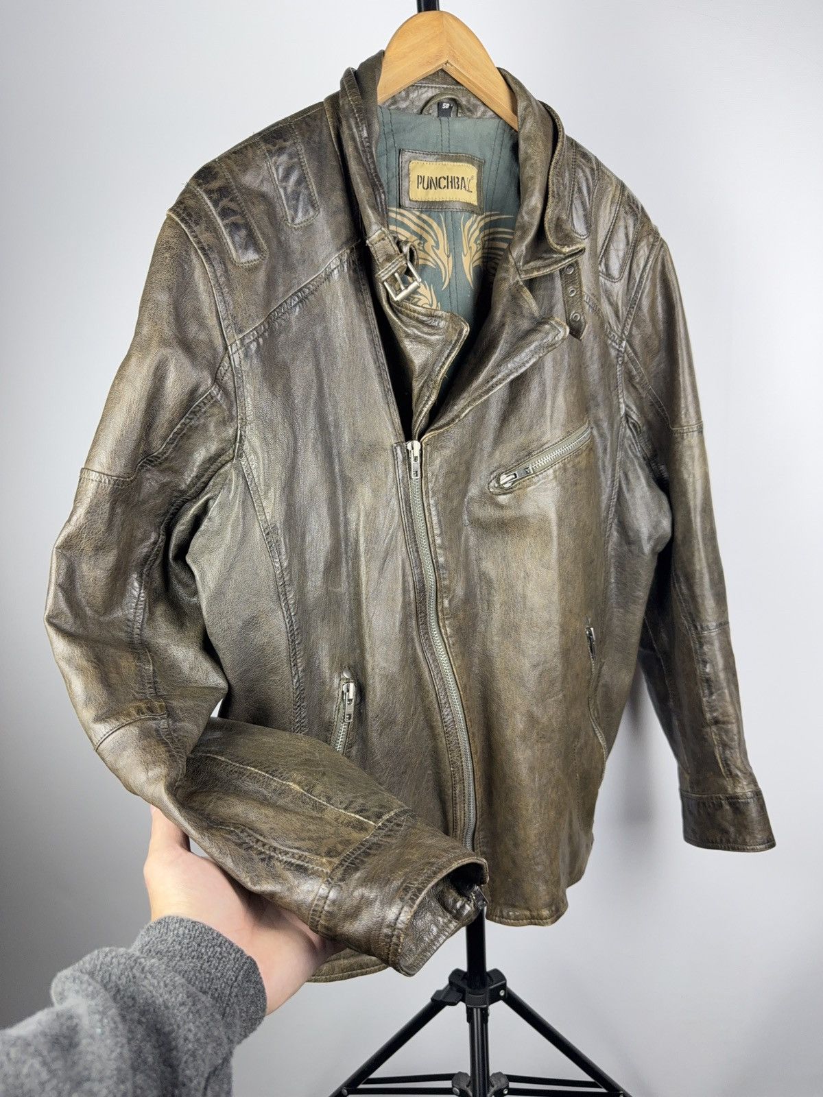 Leather Vintage 90s Genuine Leather MOTO Bomber Jacket Rock Punk Size US XL / EU 56 / 4 - 6 Thumbnail