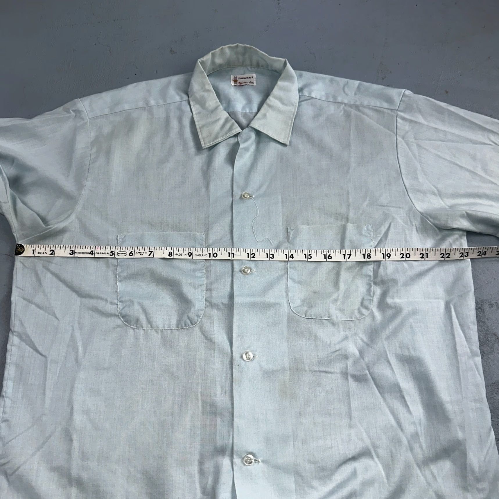 Vintage VINTAGE Penney's Towncraft 1960s Short Sleeve Cotton Blend Shirt Mens Large Blue Casual Rockabilly Size US L / EU 52-54 / 3 - 6 Thumbnail
