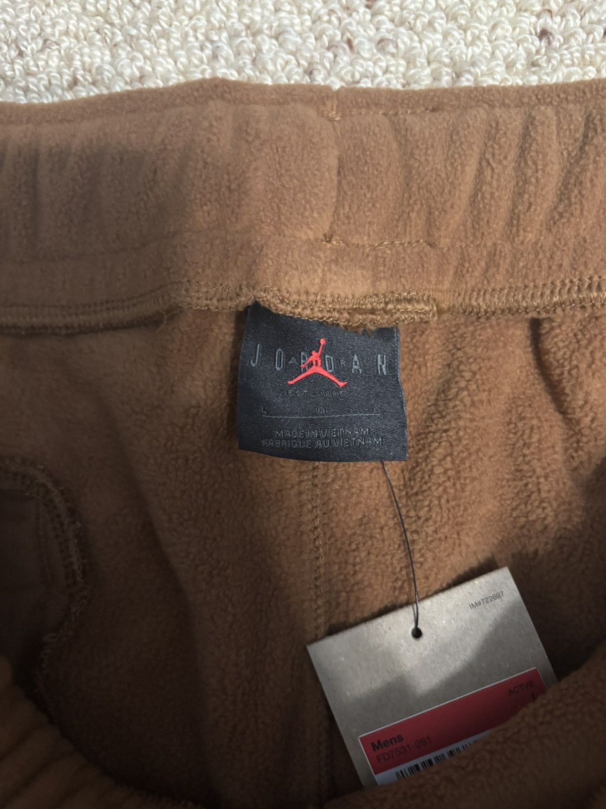Nike Jordan Essentials Statement Fleece Sweatpants Archaeo Brown Size US 36 / EU 52 - 5 Thumbnail