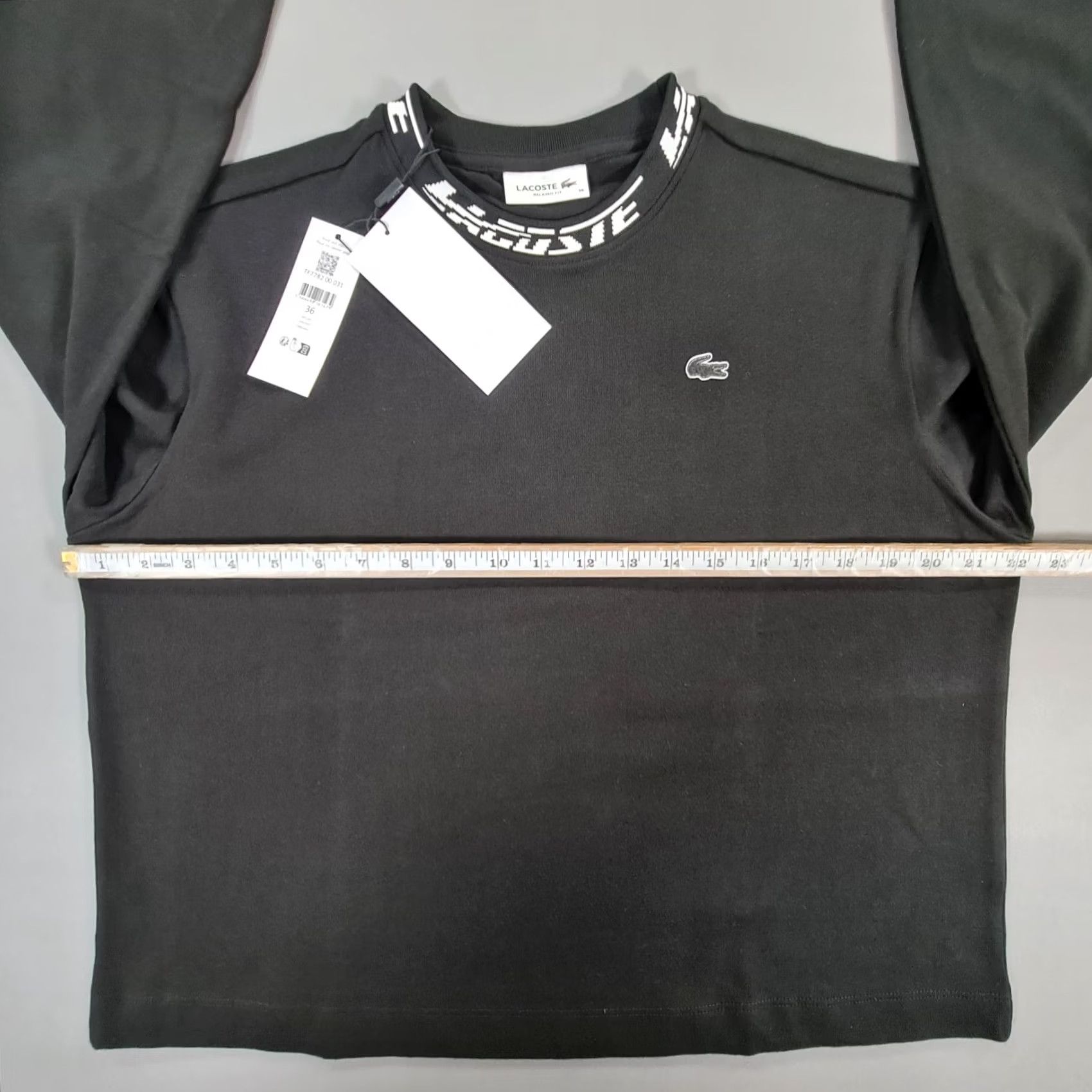 Lacoste Lacoste Logo Sweatshirt Womens Black 8 UK Relaxed Oversized Pullover 100% Cotton Crew Neck Long Sleeve Size M / US 6-8 / IT 42-44 - 6 Thumbnail