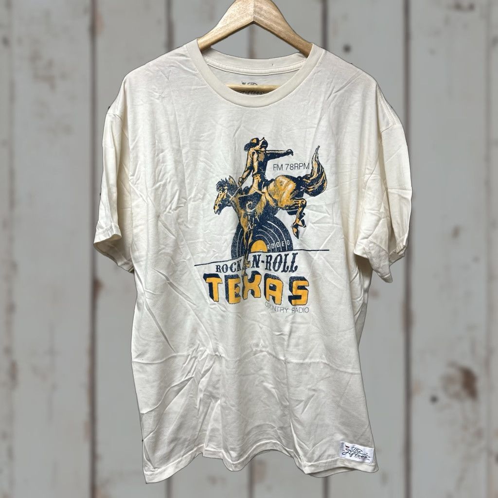 Vintage New Retro Style Texas Radio Rock-N-Roll T-shirt Cowboy Rodeo XL 100% Cotton Mens Ivory Retro T-Shirt 90s Size US XL / EU 56 / 4 - 1 Thumbnail