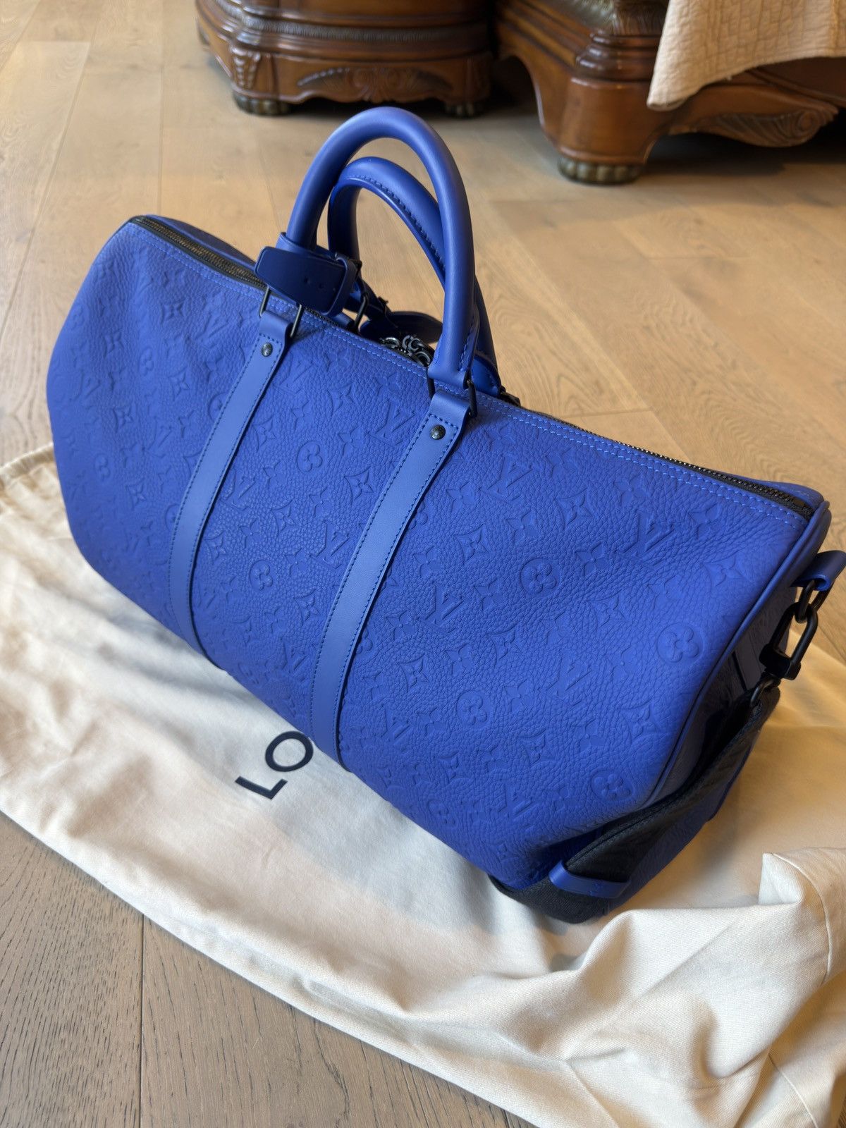 Louis Vuitton Louis Vuitton Keepall Bandouliere 50 Taurillon Monogram Blue Size ONE SIZE - 3 Thumbnail