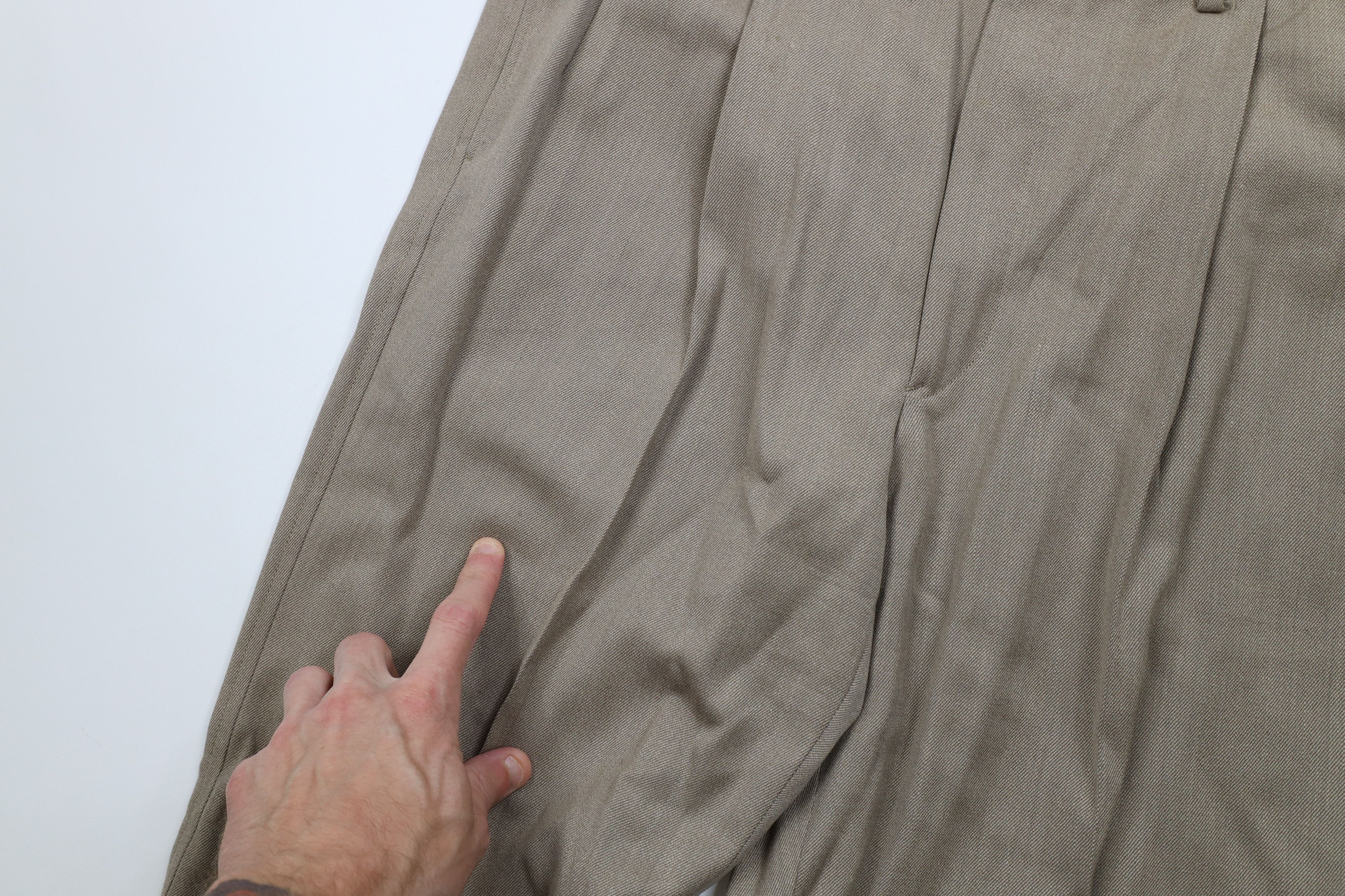 Vintage Vintage 70s Streetwear Pleated Wide Leg Wool Chino Pants USA Size US 36 / EU 52 - 6 Thumbnail