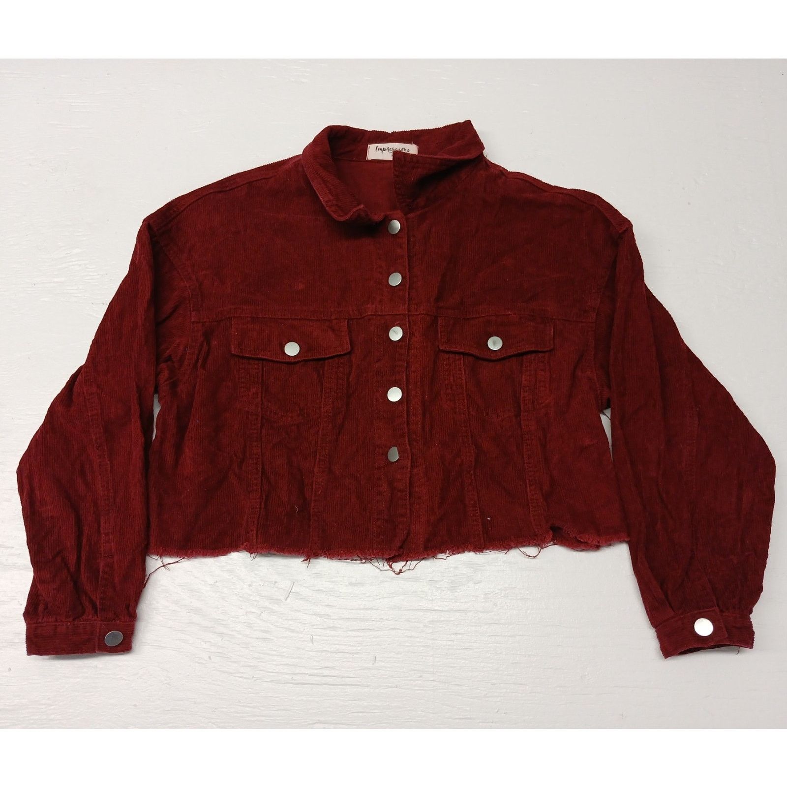 Other Impressions (medium) Women's Maroon Corduroy Crop Jacket Size M / US 6-8 / IT 42-44 - 1 Thumbnail