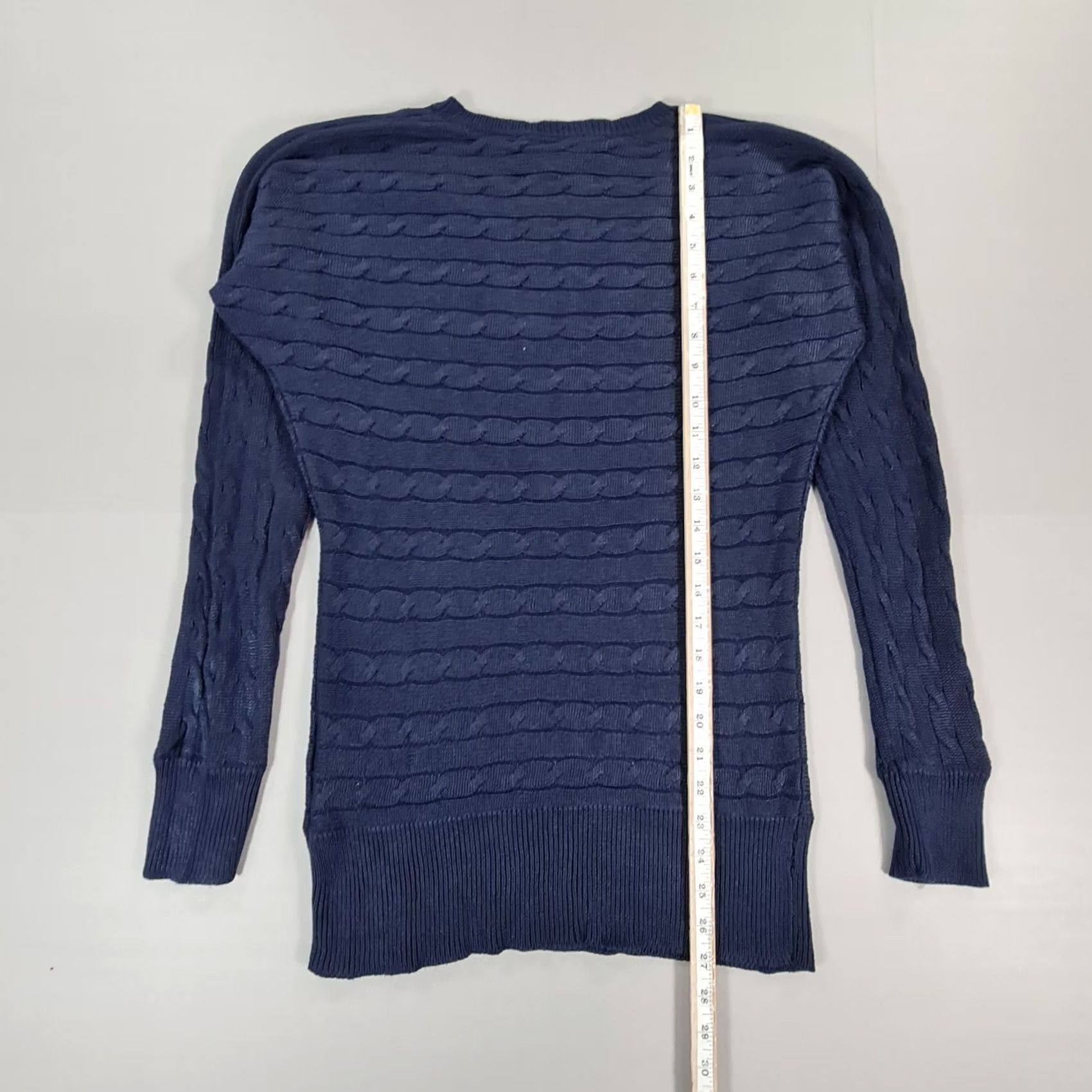 Ralph Lauren Lauren Ralph Lauren Jumper Womens V-Neck Cable-Knit Cotton Pullover Navy Medium Red Accent Logo Embroidered Casual Pullover Mens Womens Boys Girls Size M / US 6-8 / IT 42-44 - 6 Thumbnail