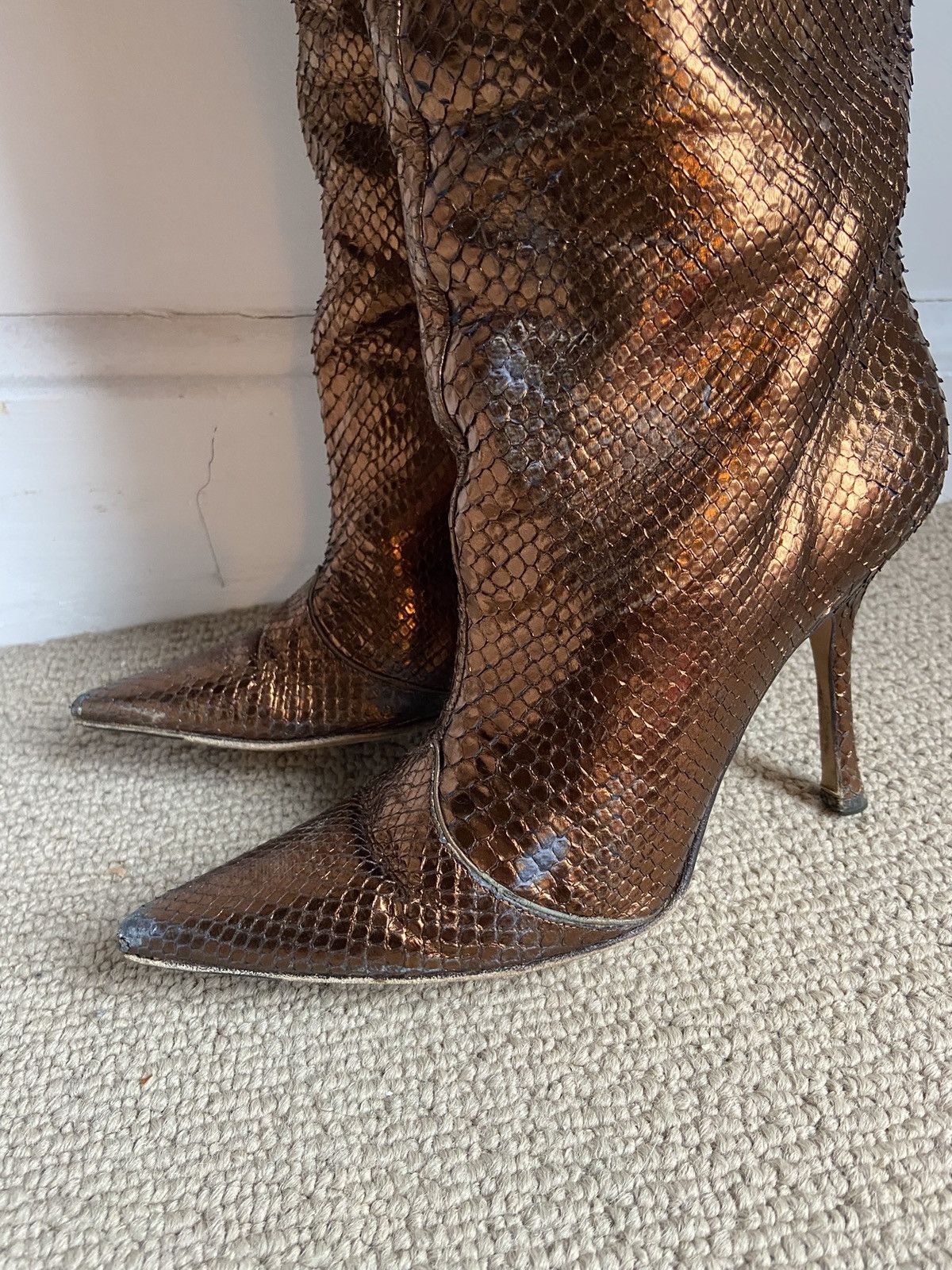 Jimmy Choo Jimmy Choo Mavis Python Metallic Boots Size US 8 / IT 38 - 17 Thumbnail