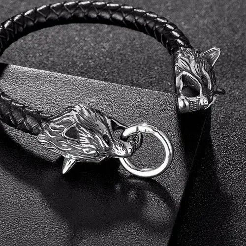 Jewelry Double Dragon Wolf Head Bracelet Size ONE SIZE - 2 Thumbnail